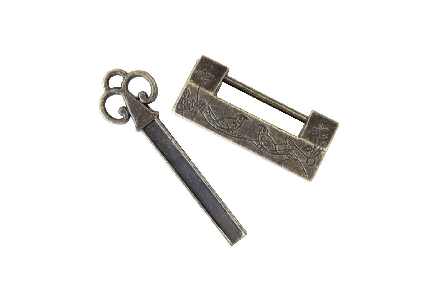 HMF Vorhängeschloss Chinesisches Vorhängeschloss, (1-tlg), vintage Deko Schloss, Vogel Design, 4 x 1,8 x 1 cm, Gold