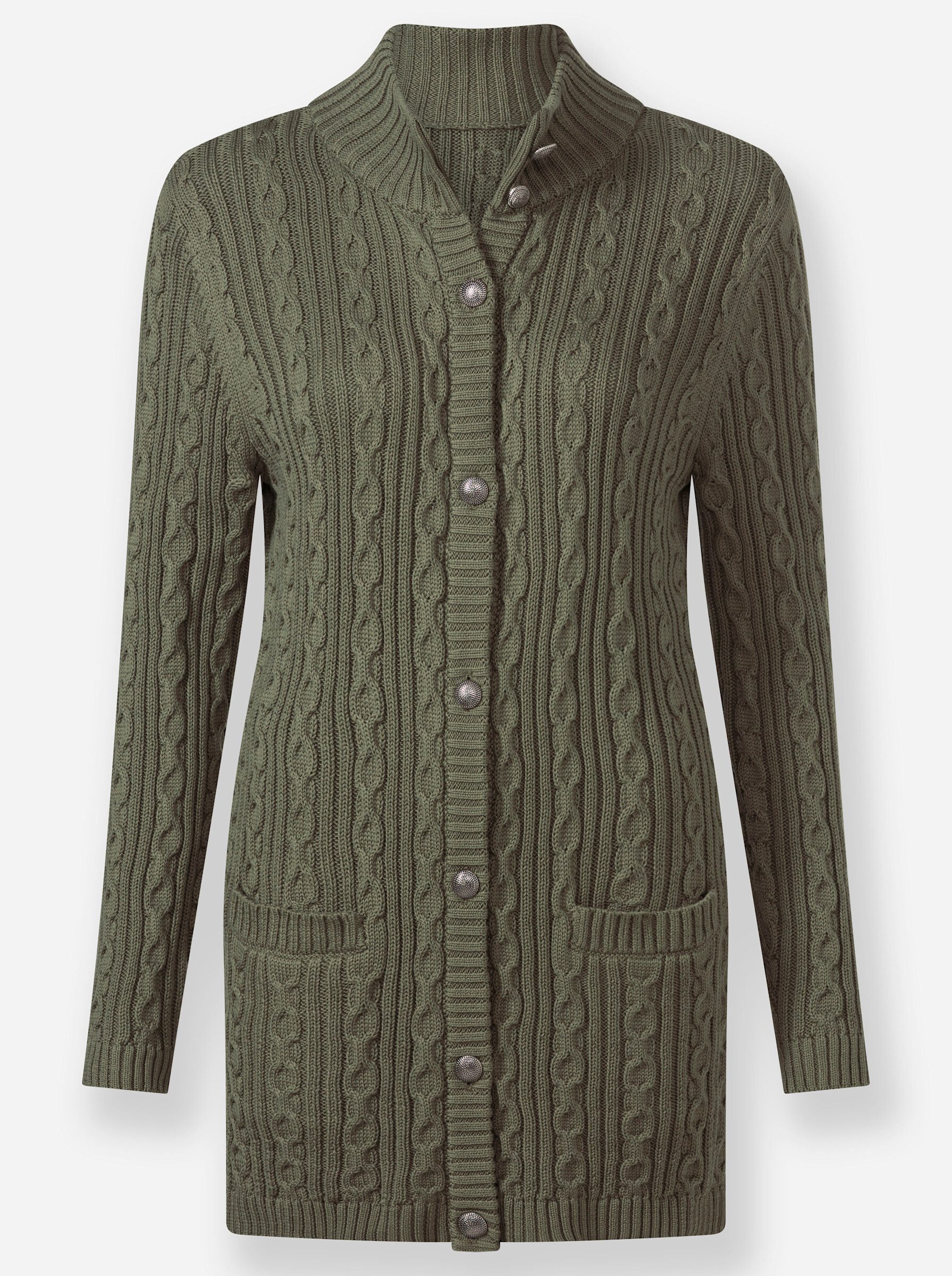 Witt Strickjacke Long-Strickjacke Langarm Links-Strick, Zopfmuster