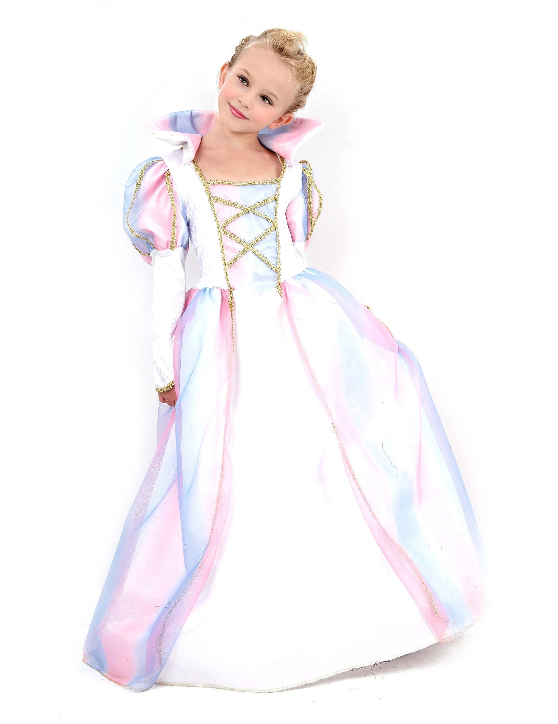 JADEO Prinzessin-Kostüm Bezaubernde Prinzessin Kinderkostüm Königin weiss-gold