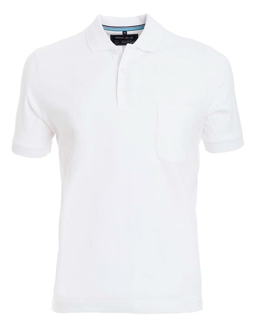 MARVELIS Poloshirt Poloshirt - Casual Fit - Polokragen - Einfarbig - Weiß Quick-Dry