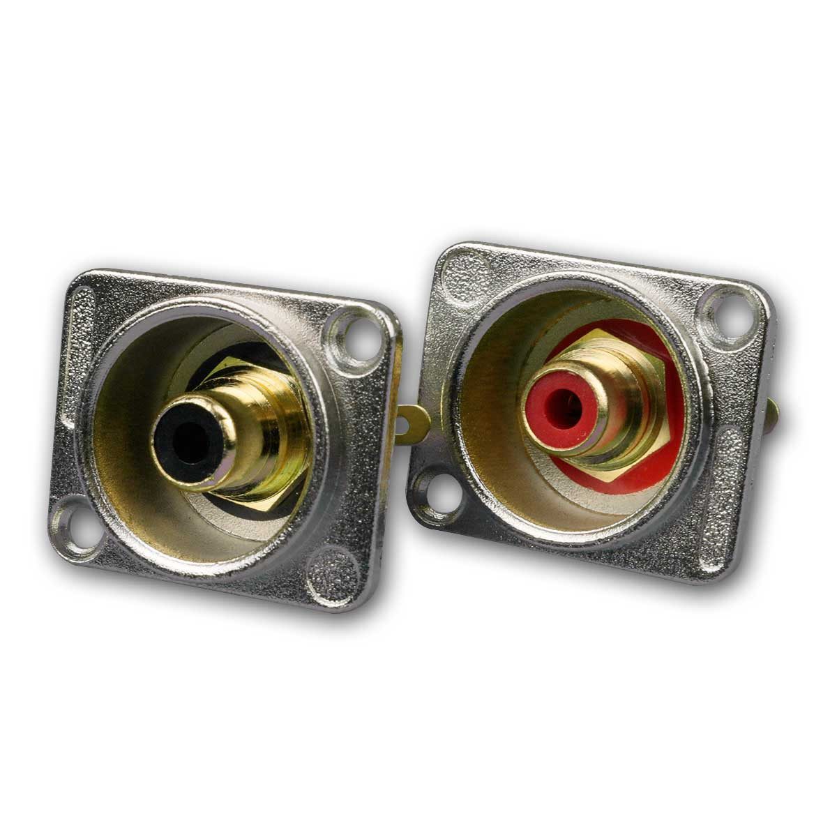 Dynavox Cinch-Stecker Cinch-Einbaubuchsenset "Pro" rot/schwarz, 26x31mm