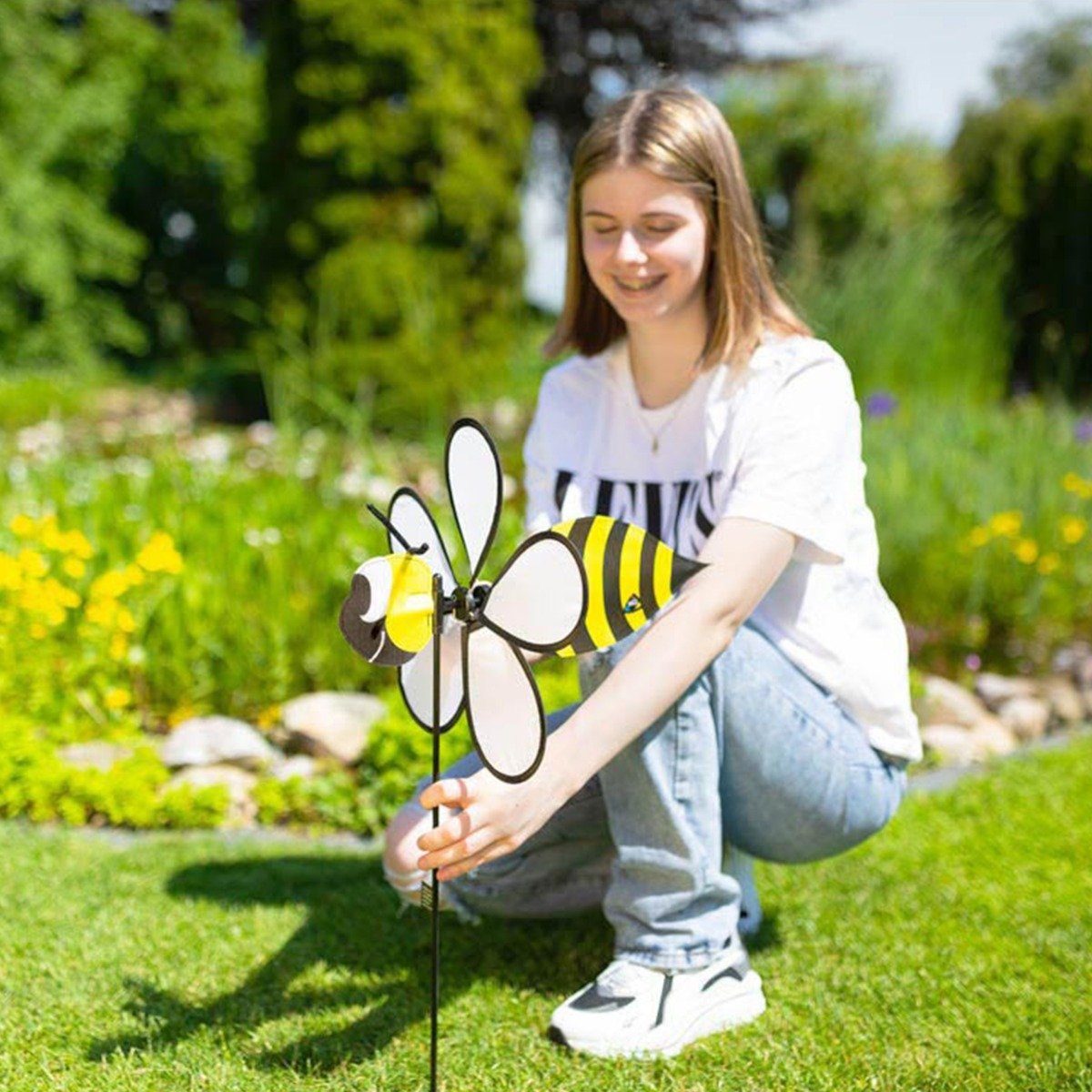 HQ Windspiel Windspiel HQ Spin Critter Bee Gartendeko Windrad Windfahne, zauberhaftes Design, tolle Formen und Farben
