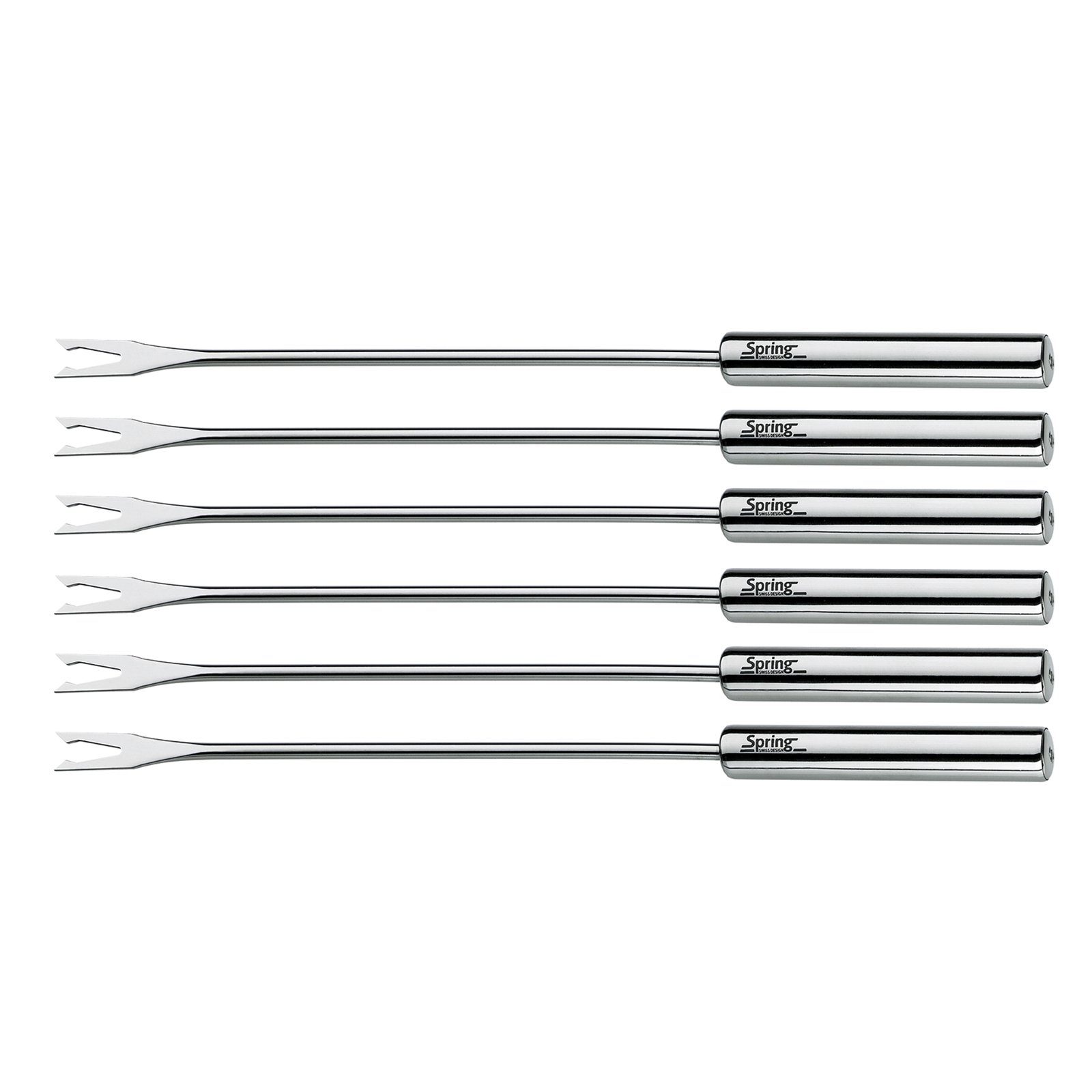 Spring 6er INOX Set Stück) silber (6 Fonduegabel Fleisch-Fondue-Gabeln