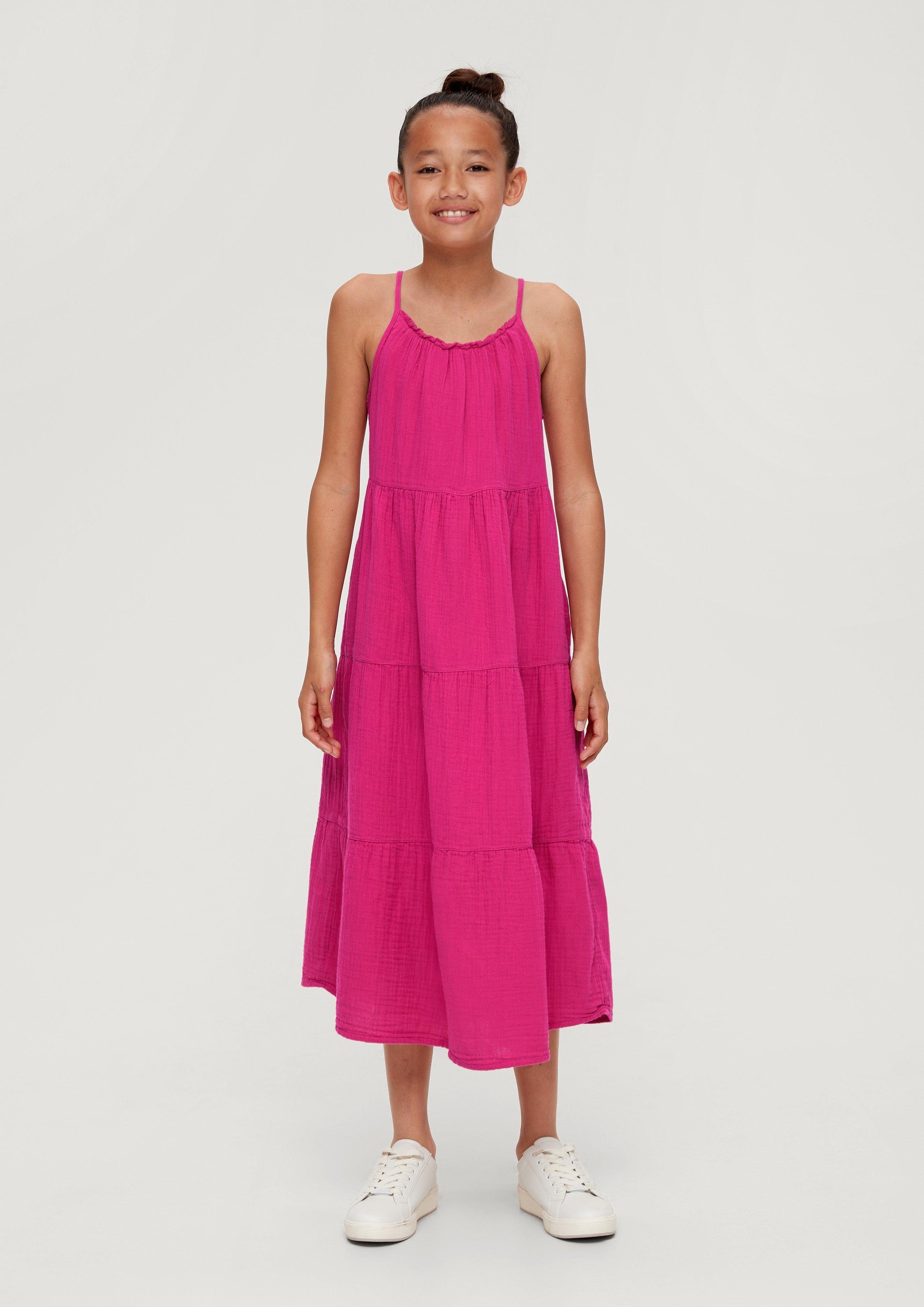 Stufendesign im Maxikleid Kleid pink s.Oliver Volants Raffung,