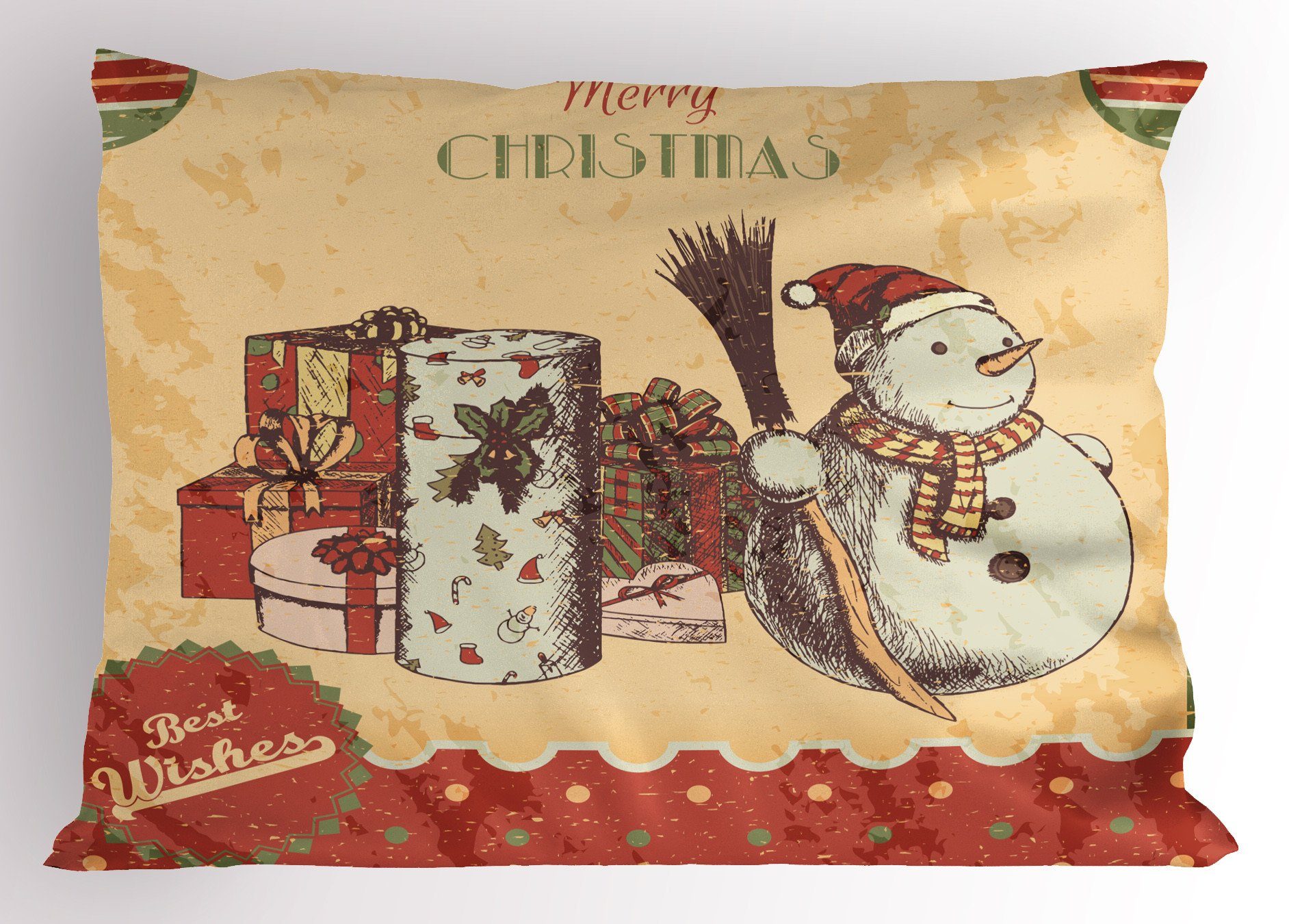 Kissenbezug, Stück), King (1 Weihnachten Frohe Schneemann Abakuhaus Gedruckter Size Wünsche Dekorativer Kissenbezüge Standard Beste