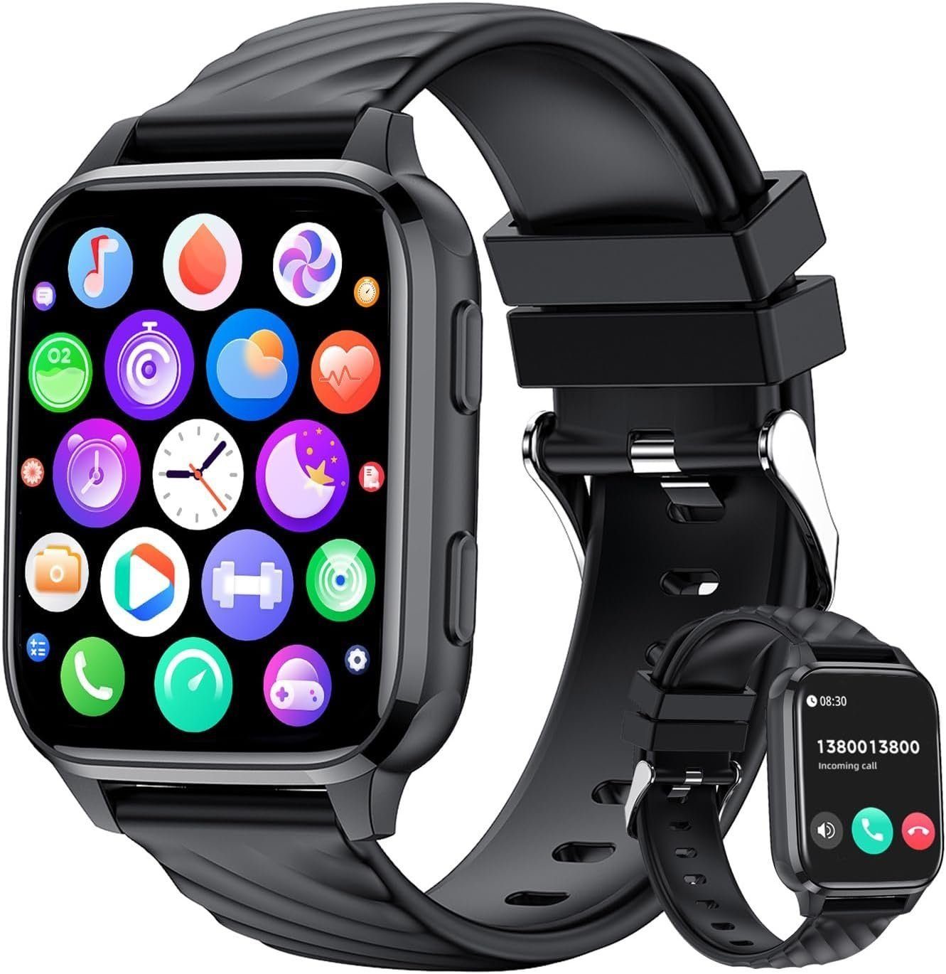 HD Touchscreen (Fitnessuhr Smartwatch Tracker Pulsmesser Smartwatch, Smartwatch Voll Fitnessuhr IP68 IBETTER Damen Fitness Android Fitness Telefonfunktion mit Zoll, Uhren Watch für IOS, Tracker Wasserdicht, 1,85\