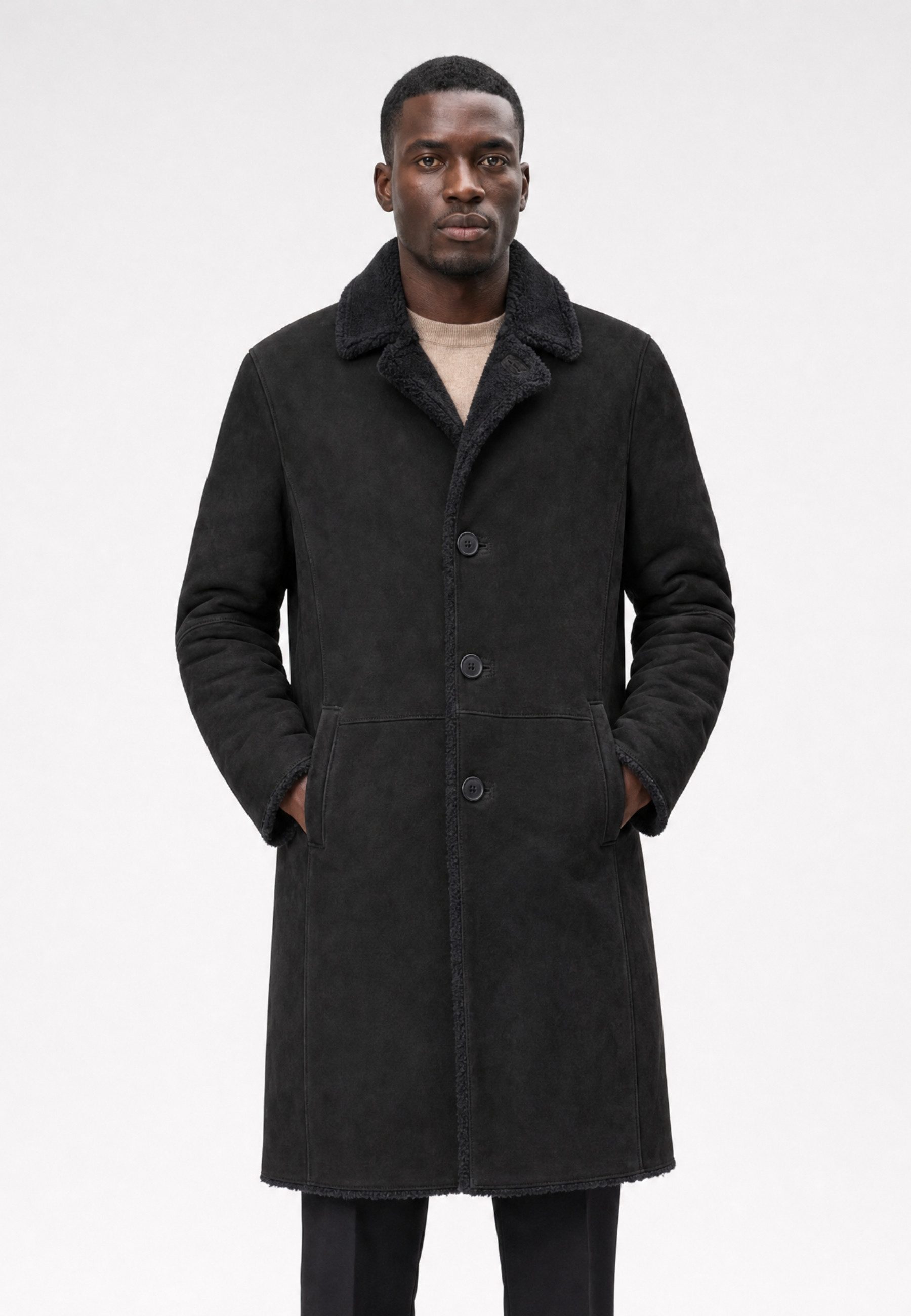 RICANO Ledermantel Leandro 100 % Lamm Velour Leder – samtig-weich & hochwertig