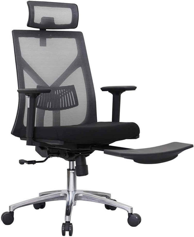 Fixkit Bürostuhl »Ergonomisch Schreibtischstuhl«, 360°Drehen mit Einstellbarer Kopfstütze Armlehnen, Höhenverstellung und Wippfunktion bis zu 100kg für Soho- oder Büroarbeit