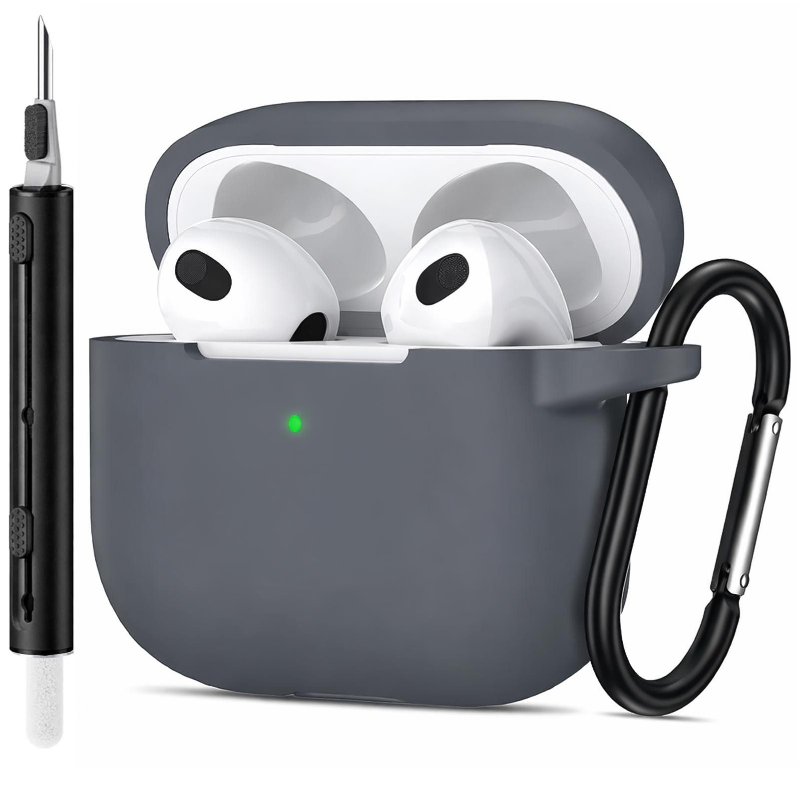 CoolGadget Kopfhörer-Schutzhülle für AirPods 3 Silikon, Stoßfest Clip Karabiner kabelloses laden Case Schutz Cover