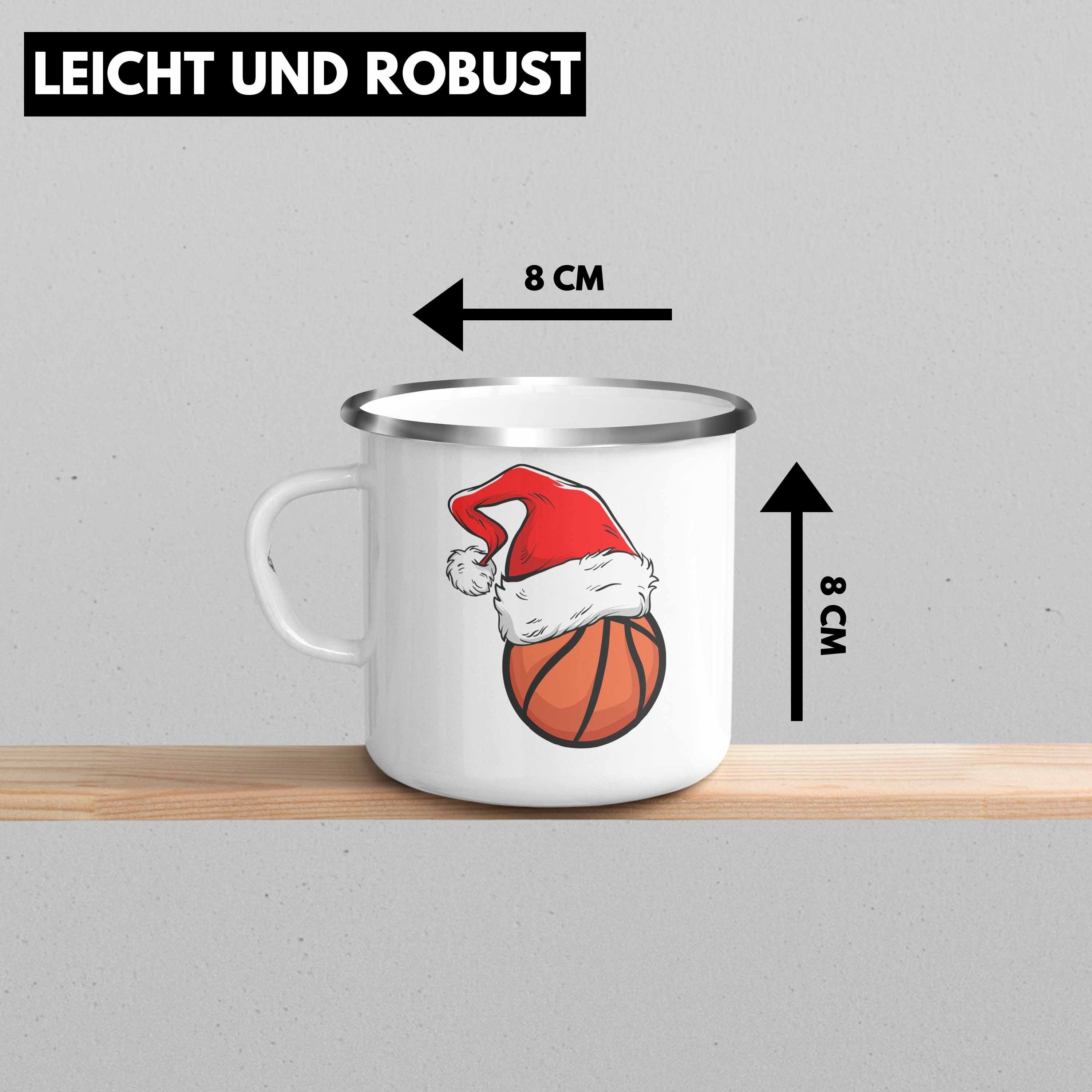 Basketballspieler Trendation Silber Trendation Geschenk Basketball - Emaille Tasse Weihnachten Thermotasse Geschenkidee