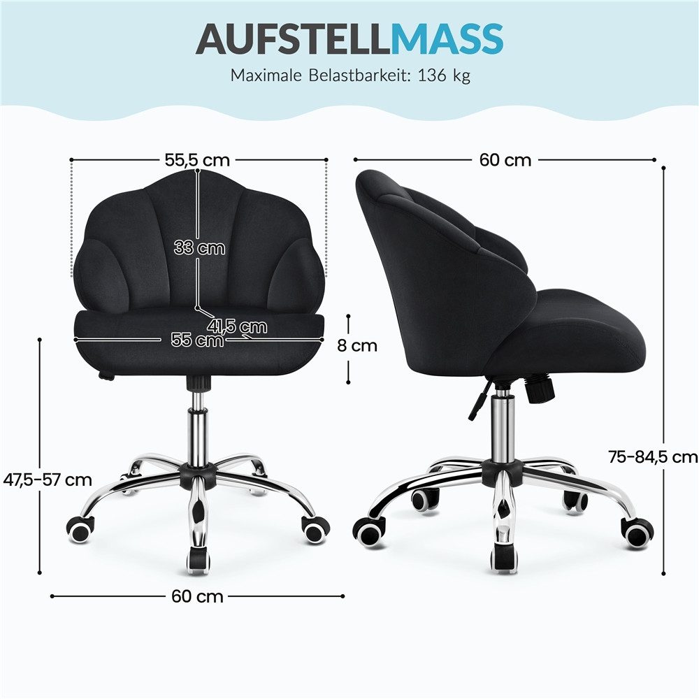 Yaheetech Drehstuhl Schreibtischstuhl höhenverstellbar, Bürostuhl mit Rollen, bis 136 kg Belastbar – Bild 4 von 5