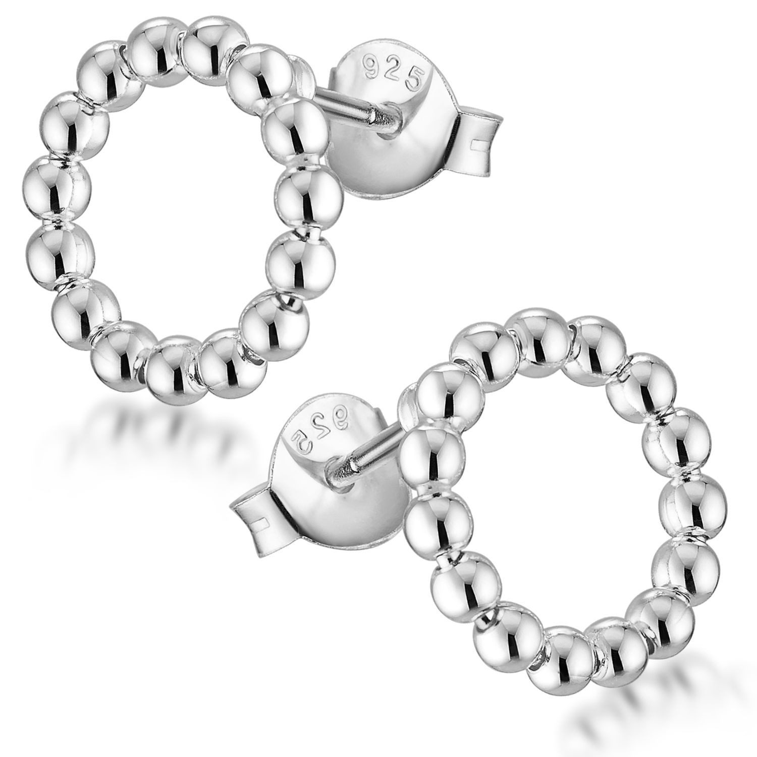 Materia Paar Ohrstecker Damen Kreis Kugeln 11mm SO-408-Silber, aus 925 Sterling Silber