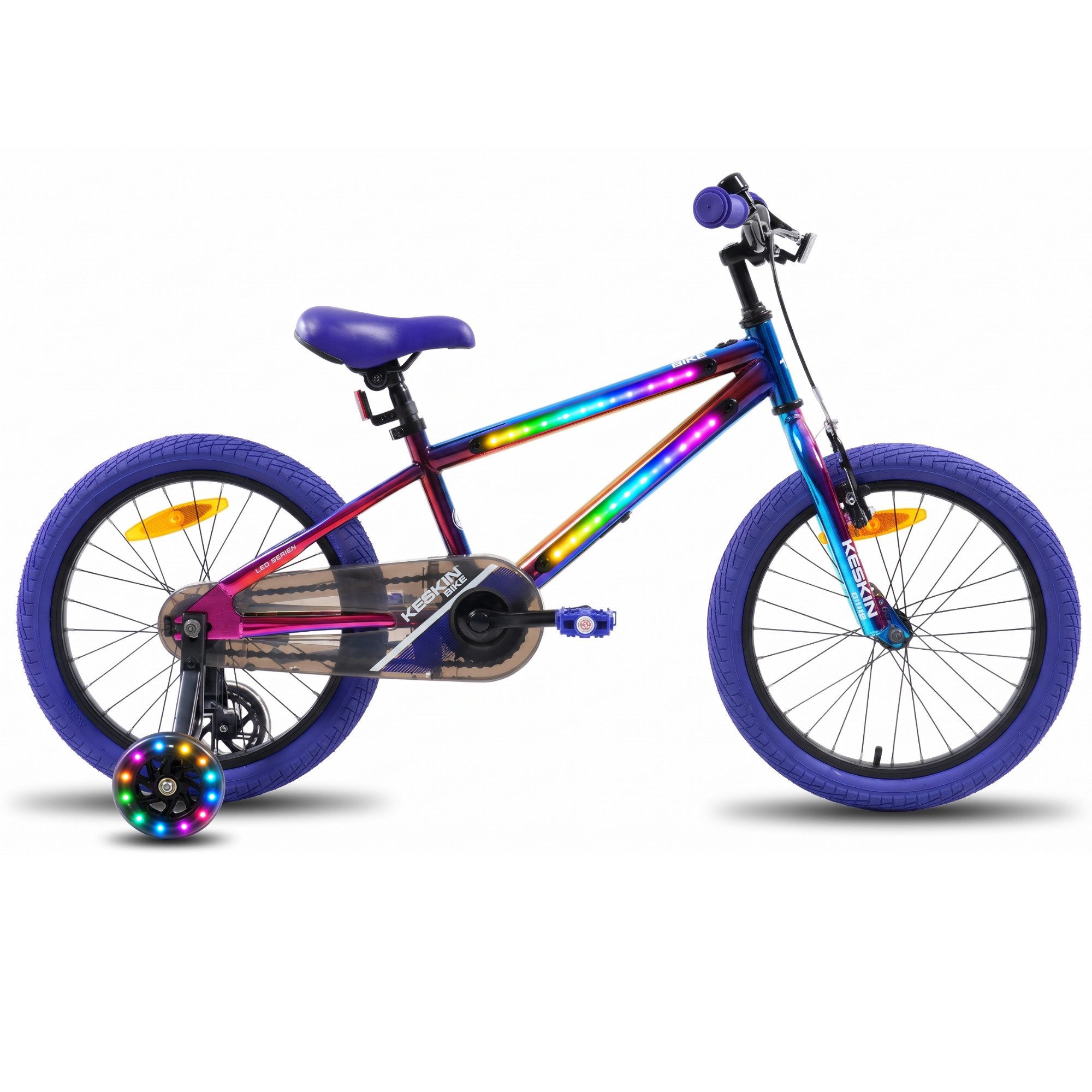 Keskin eBike Kinderfahrrad LED Bike 12/16/18 Zoll, Brillante Farben, Geschenk für Kinder