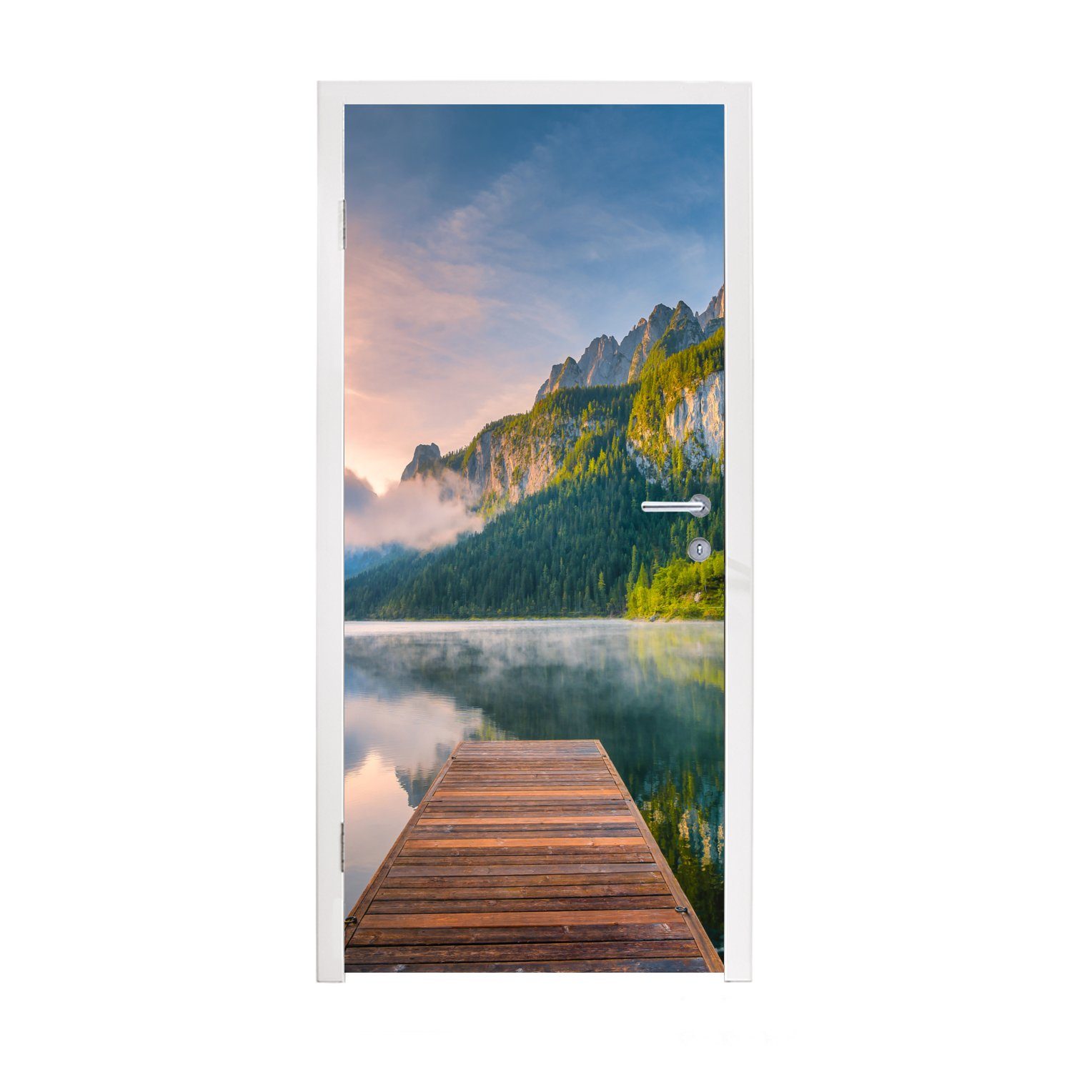 MuchoWow Türtapete Eindrucksvoller Sonnenaufgang in den Bergen von Österreich, Matt, bedruckt, (1 St), Fototapete für Tür, Türaufkleber, 75x205 cm