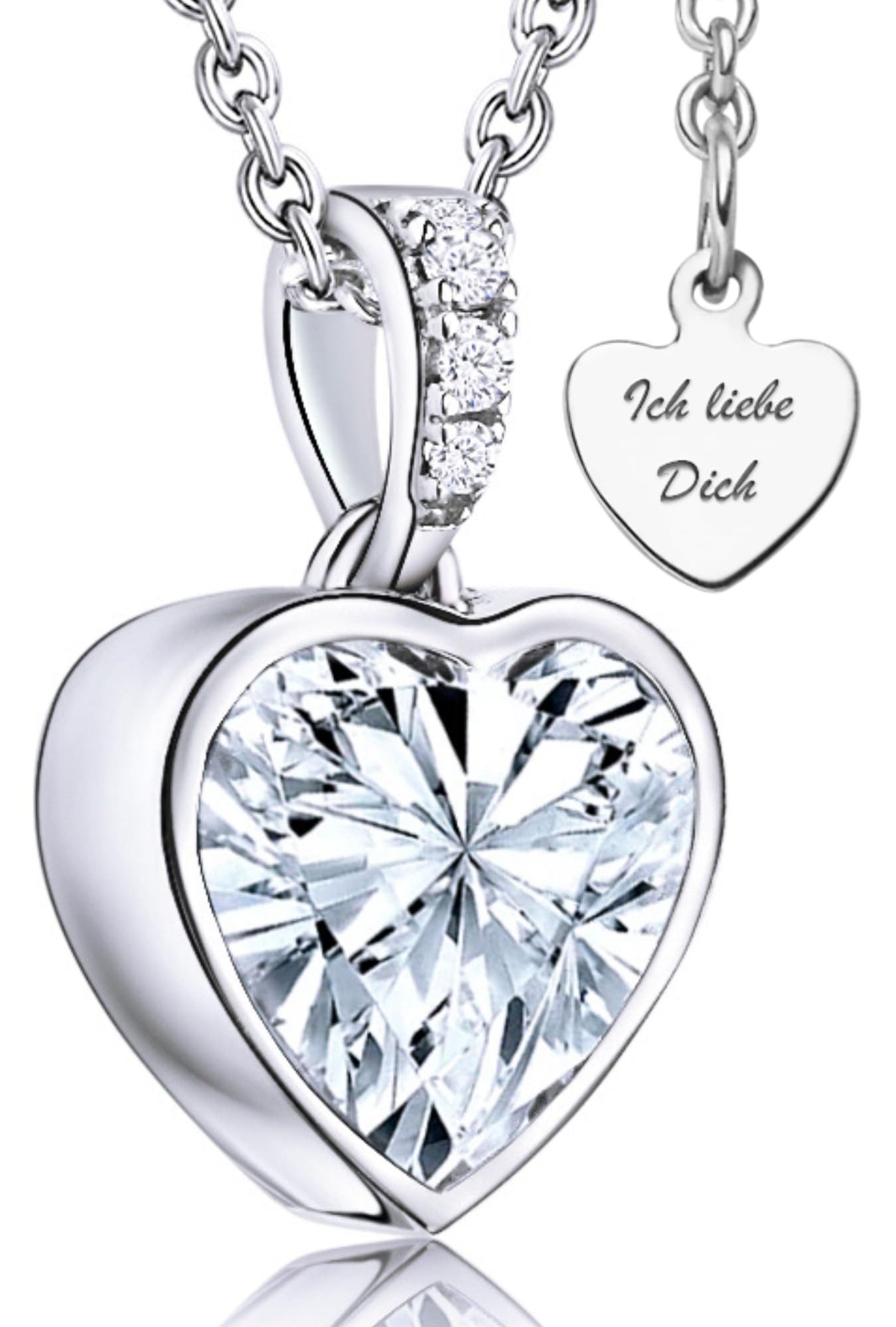 LOVENEST Herzkette Halskette Damen Silber 925 / Gold vergoldet mit Herz-Anhänger Zirkonia (Silberkette Anhänger Geschenke für Frauen Valentinstag Frau Freundin, Geschenkset Damenkette Weihnachten Set), Sie Geburtstag Hochzeitstag Liebesbeweis Liebesgesche