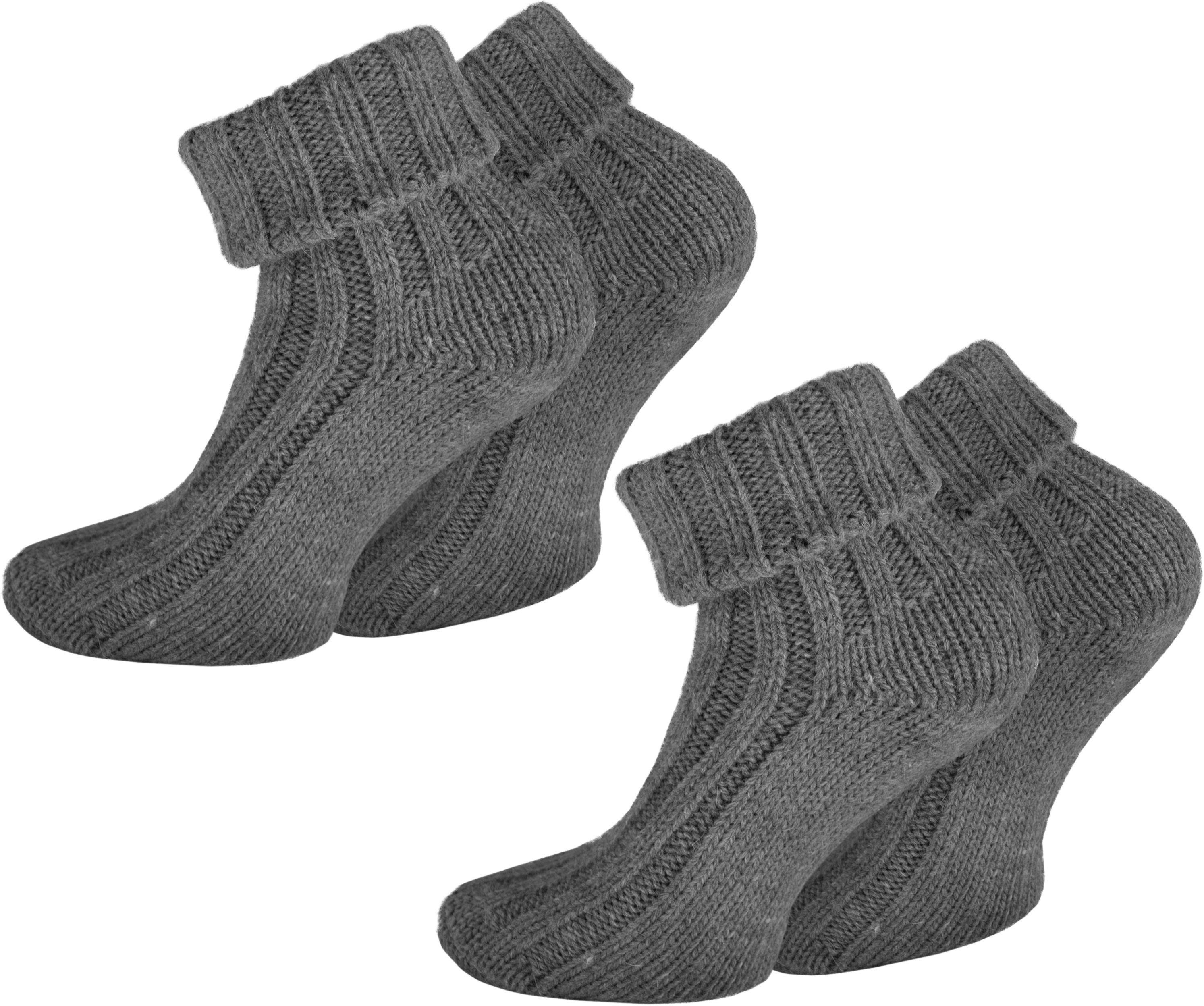 normani Thermosocken 2 Paar Alpaka-Socken mit Umschlag (Set, 2-Paar, 2 Paar) hochwertige Alpaka-Wolle Mittelgrau