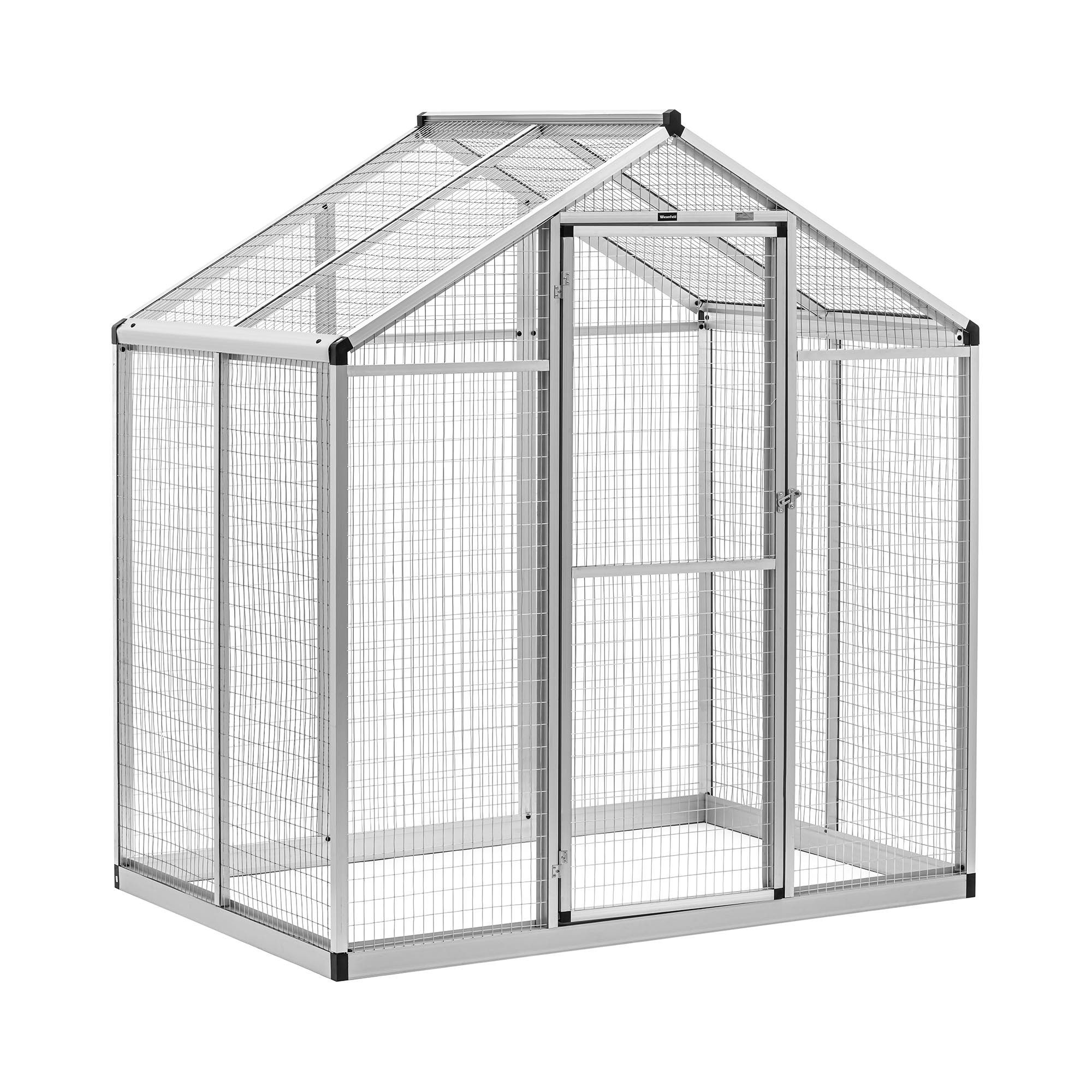 Wiesenfield Voliere 122 x 178 x 195 cm Außenvoliere Vogelvoliere Draußen Alu-Voliere Tür von Wiesenfield