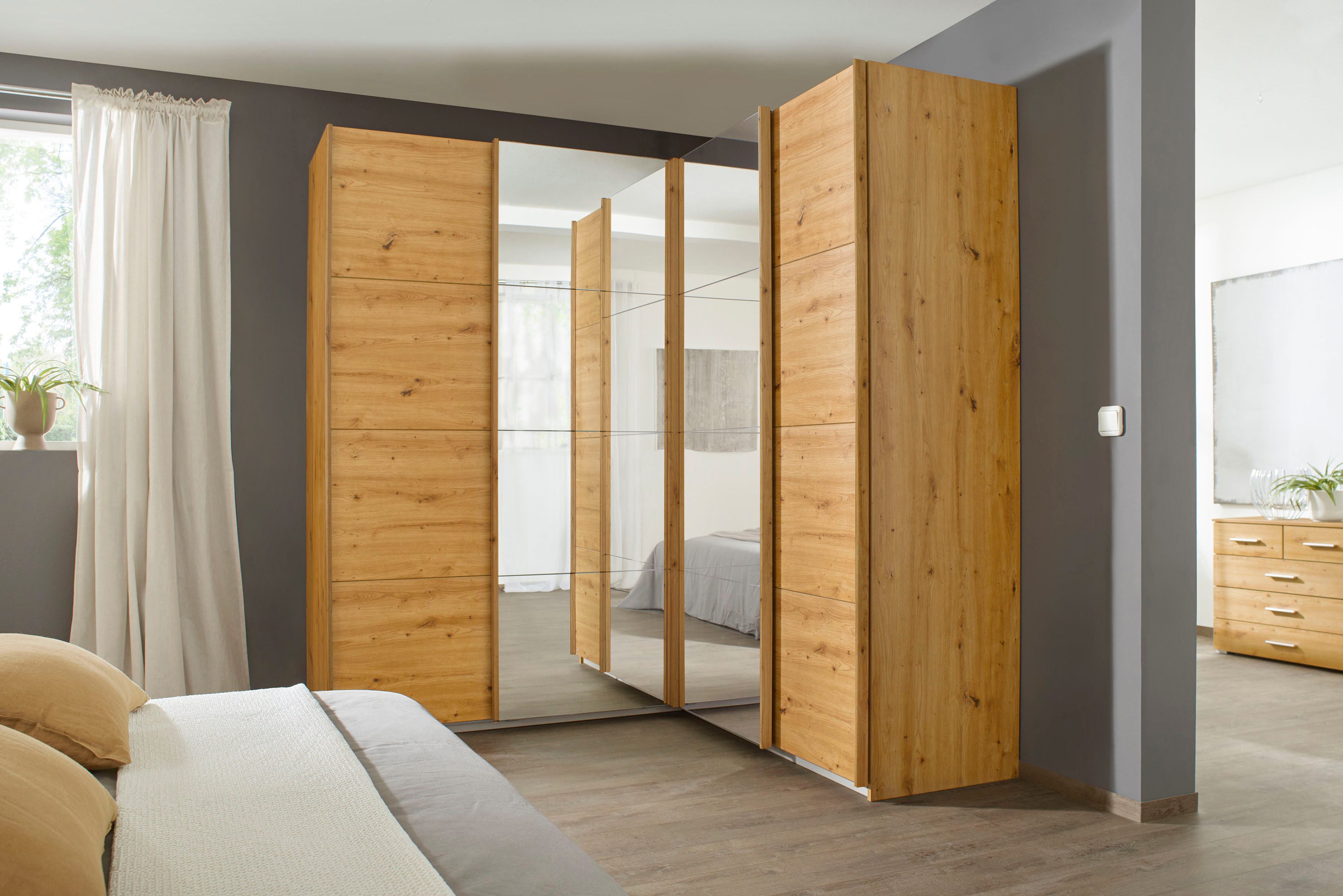 rauch Schwebetürenschrank Quadra Eckschrank inkl. Türendämpfer, mit Spiegeltüren