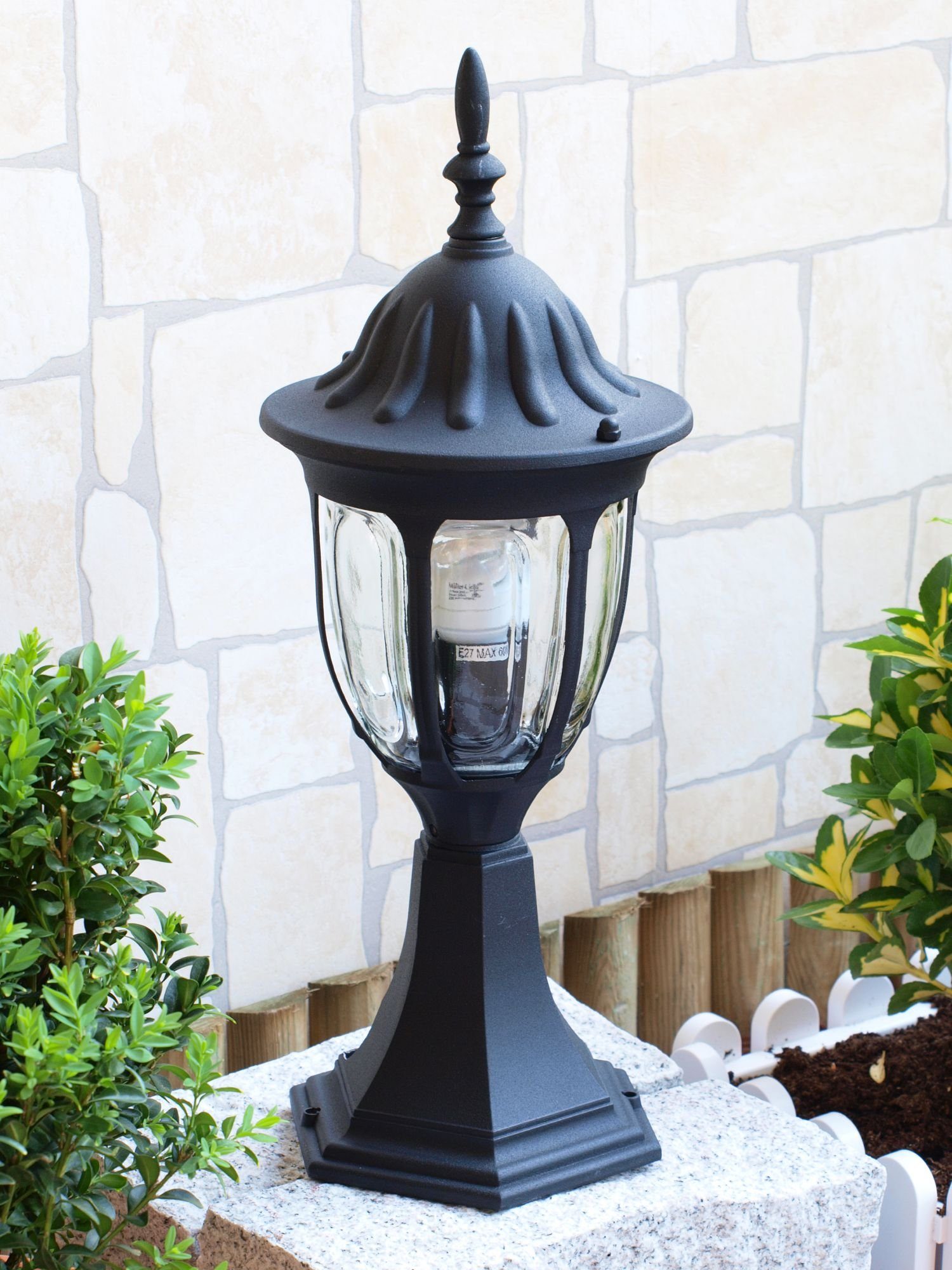 Licht-Erlebnisse Sockelleuchte MILANO, ohne Leuchtmittel, Standleuchte  Schwarz rustikal Gartenlampe Garten Terrasse Lampe