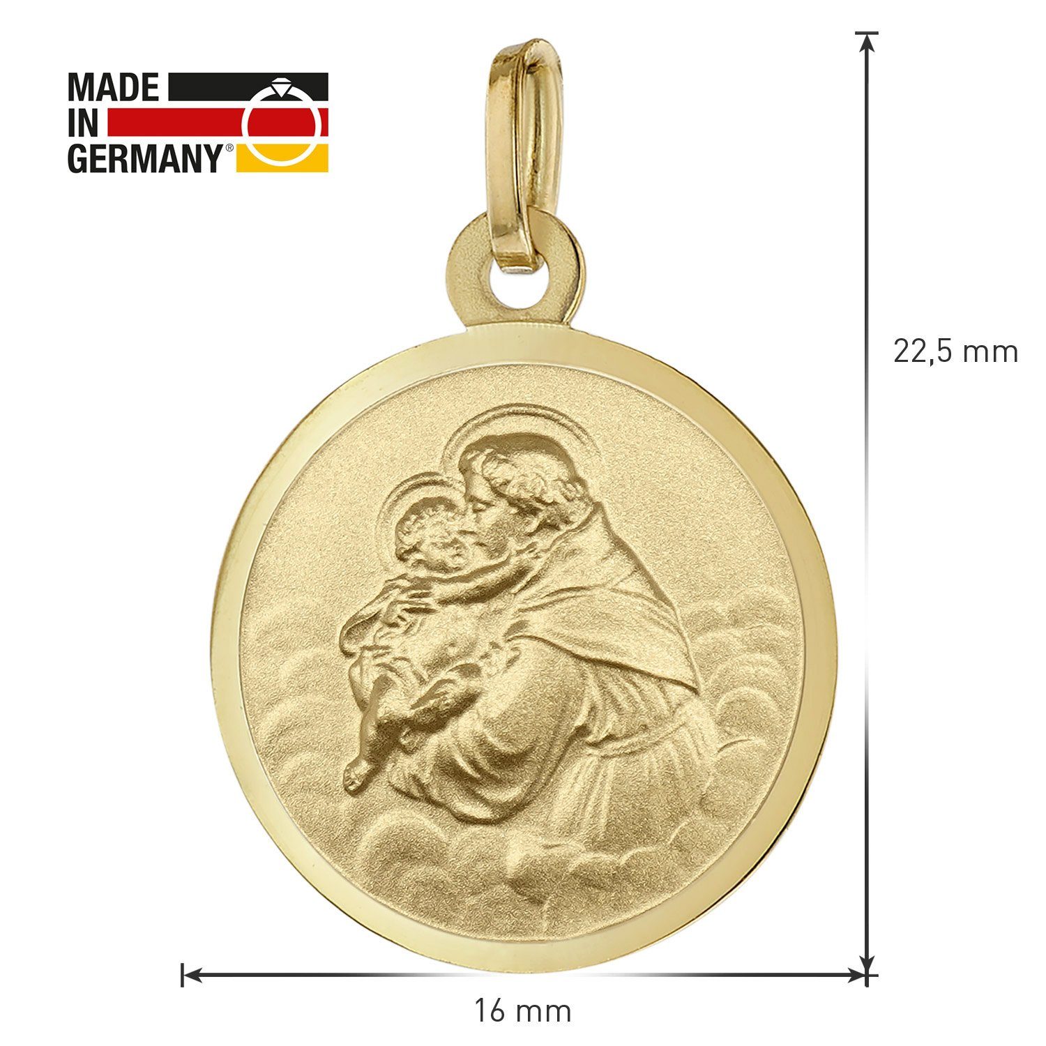 16 trendor 333 an Kette Ø Antonius Anhänger goldplattierter Kette mm Medaille mit Gold
