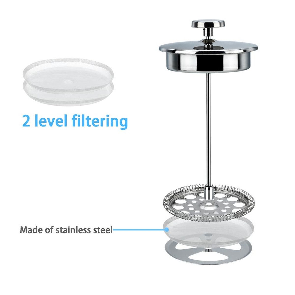 Intirilife Kaffeekanne, Kaffeekanne Edelstahl 1l Kaffeebereiter französisches Pressensystem
