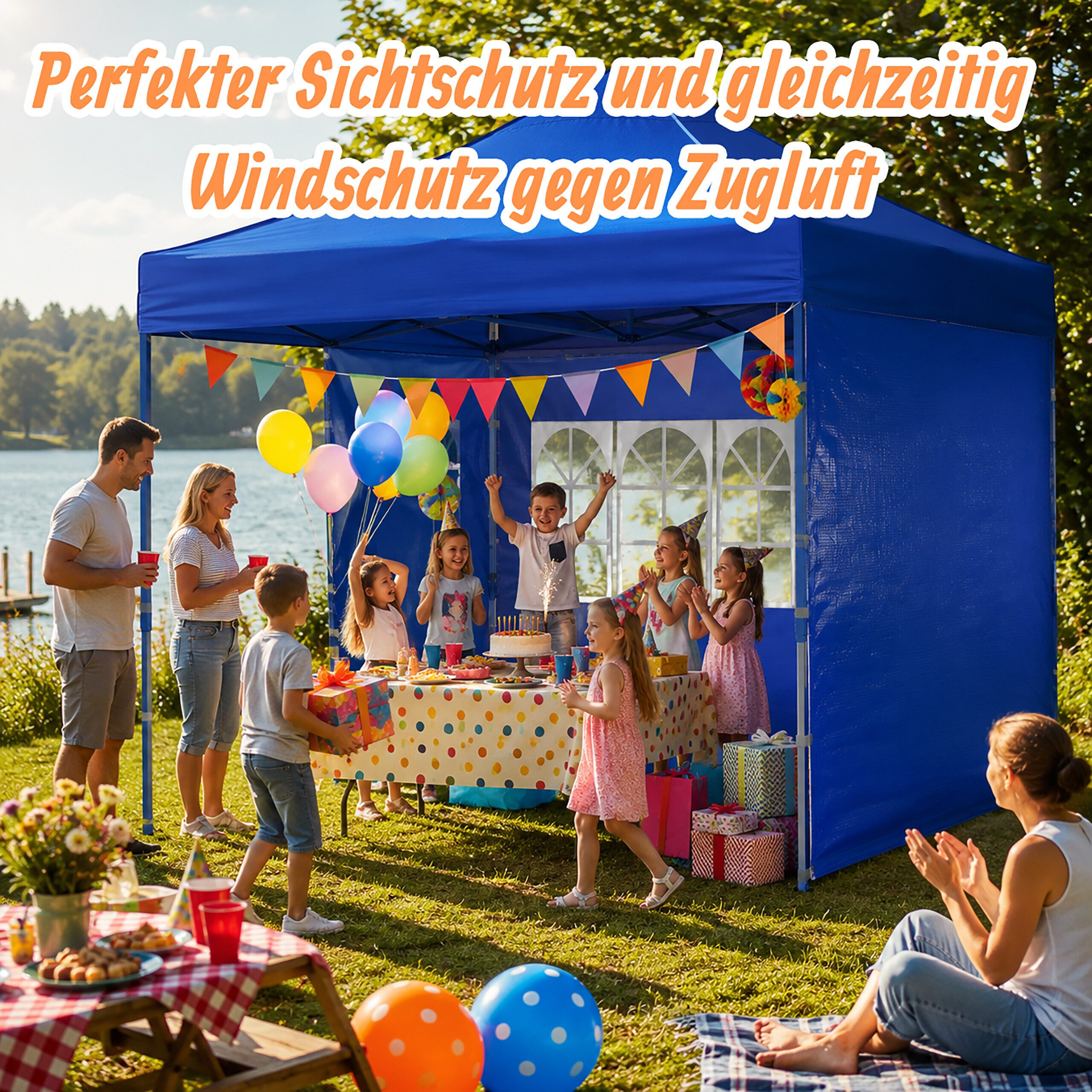 relaxdays Pavillonseitenteil Pavillon-Seitenteile 2er Set, 290x190 cm, weiß – Bild 3 von 5