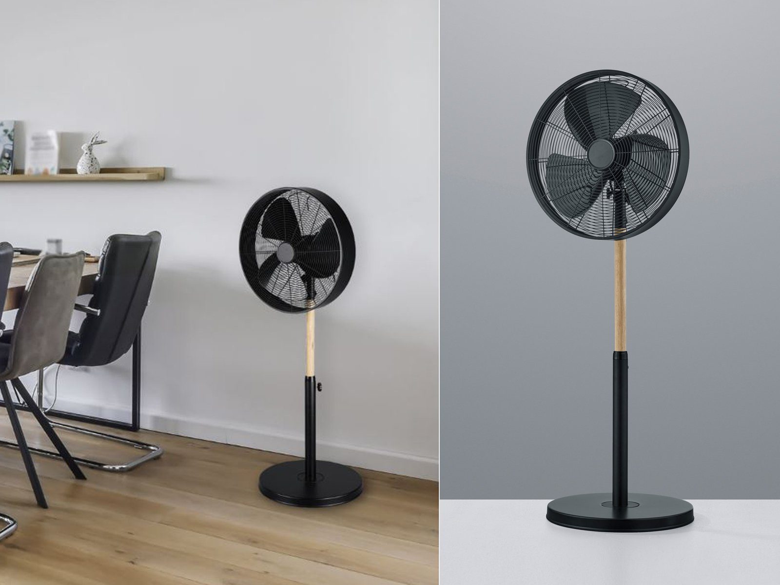 TRIO Standventilator, Großer Design Raumlüfter mit Holz leise Windmaschine Zimmerventilator