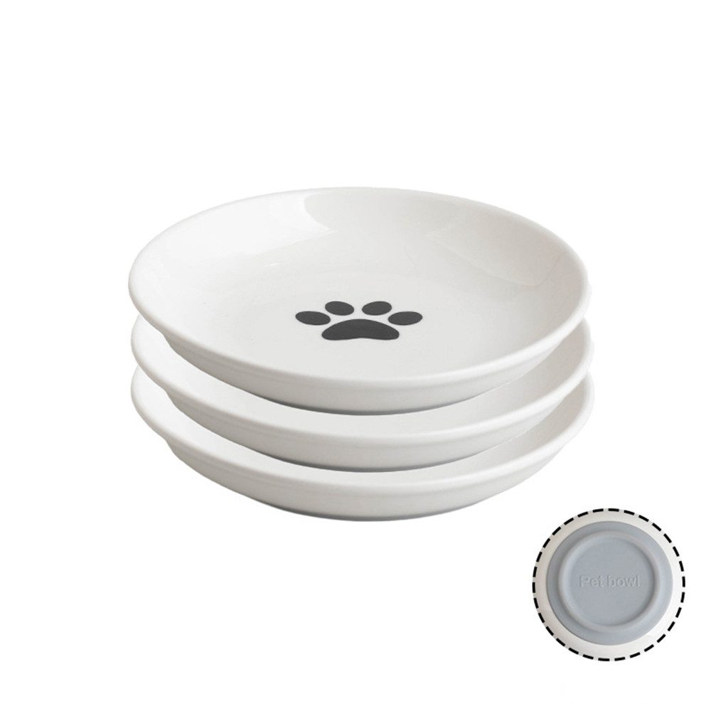 Futternapf Katzennapf 3er Set – Keramik mit rutschfestem Silikonboden, 5,5 Zoll