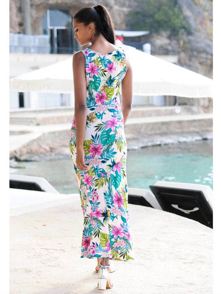 Alba Moda Strandkleid mit buntem Druck in weiß