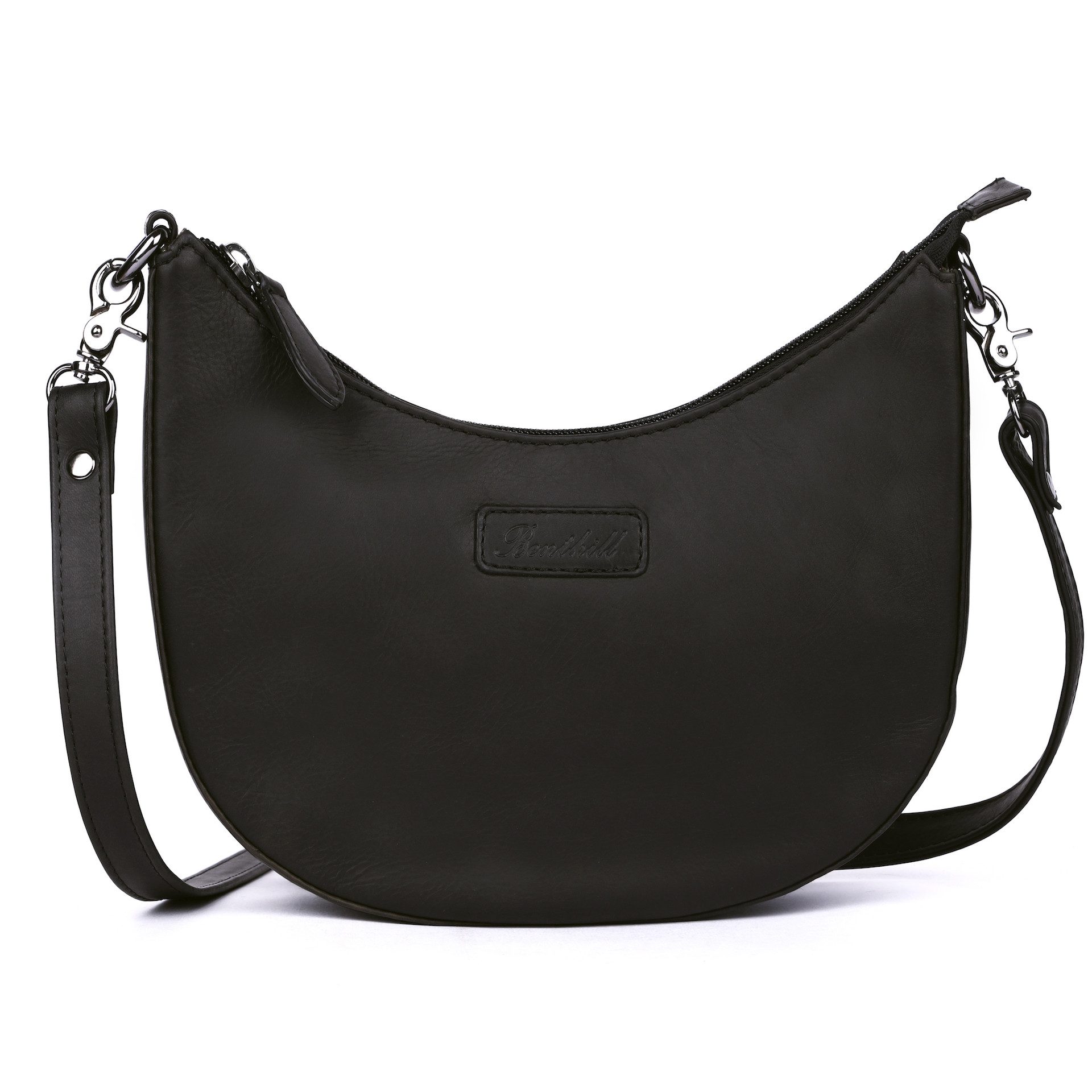 Benthill Handtasche Damen Echt Leder Schultertasche Klein Vintage Hobo Bag Beutel, Reißverschlussfach – Bild 2 von 5