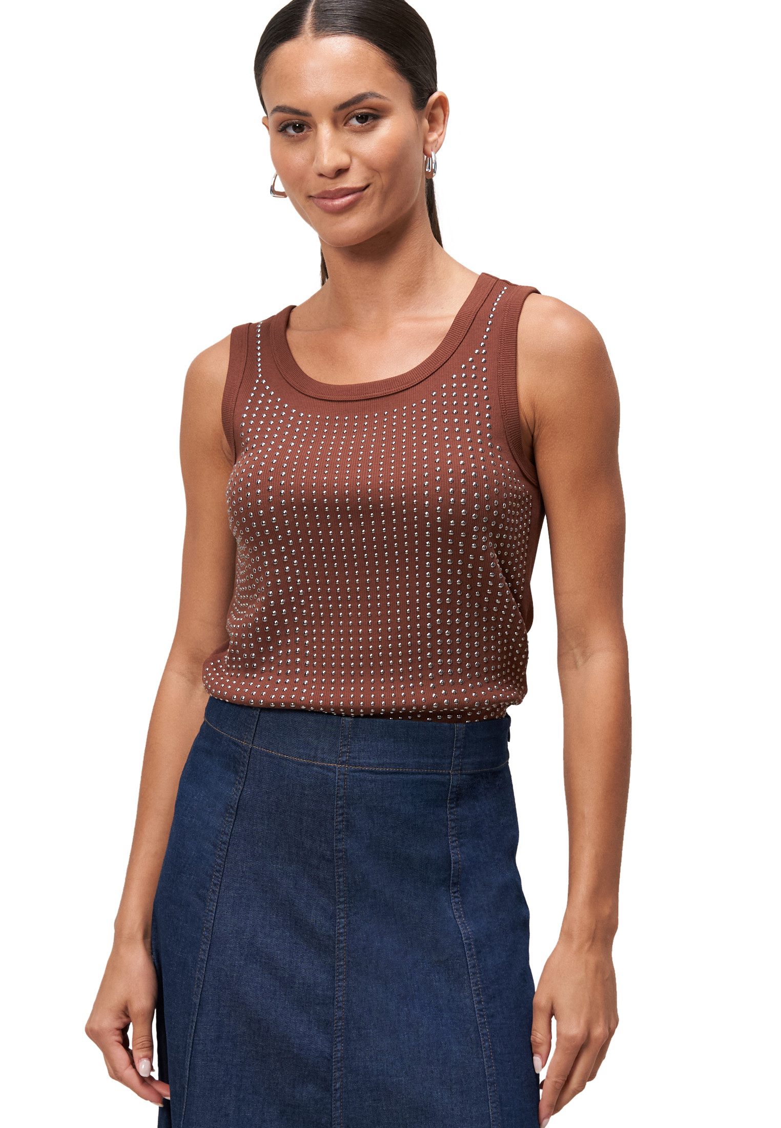 Zero Tanktop zero Top mit Ziernieten Plain/ohne Details