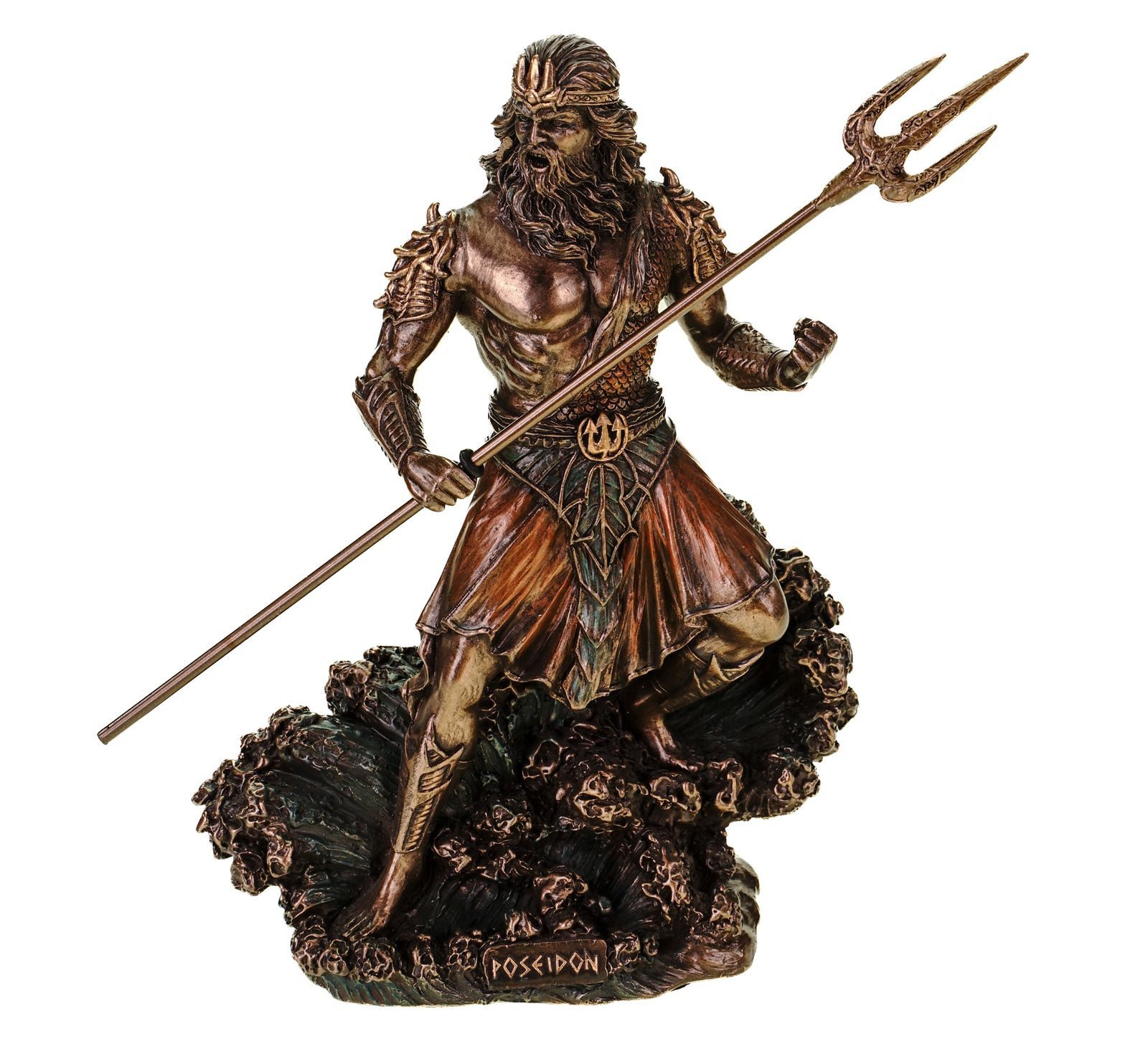Vogler Dekofigur Veronese Meeresgott Poseidon mit Dreizack auf Welle Skulptur Figur