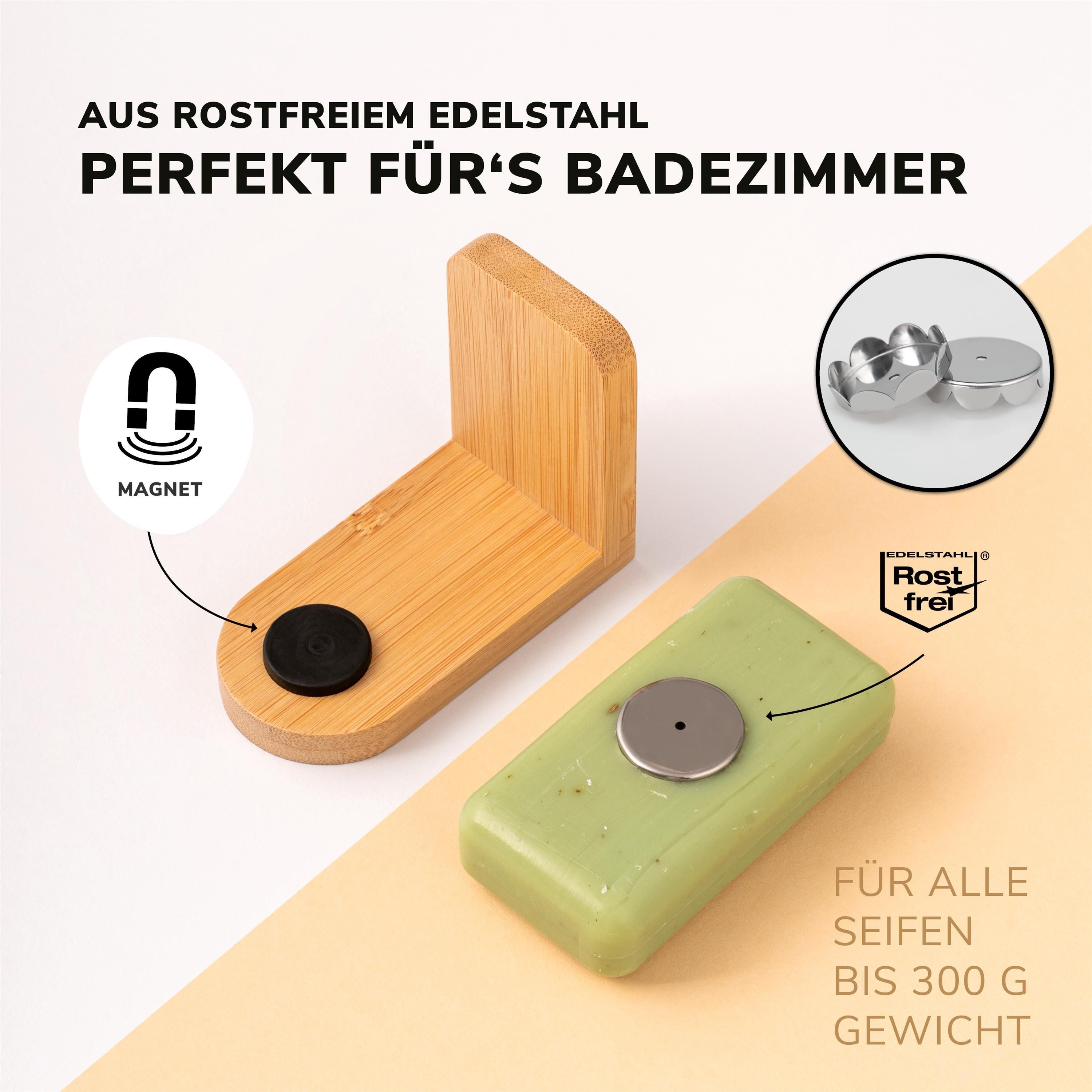 bremermann Seifenhalter Magnet-Seifenhalter aus Bambus - frei hängende Seife durch Magnet, Breite: 4,5 cm, 1-St. – Bild 5 von 5