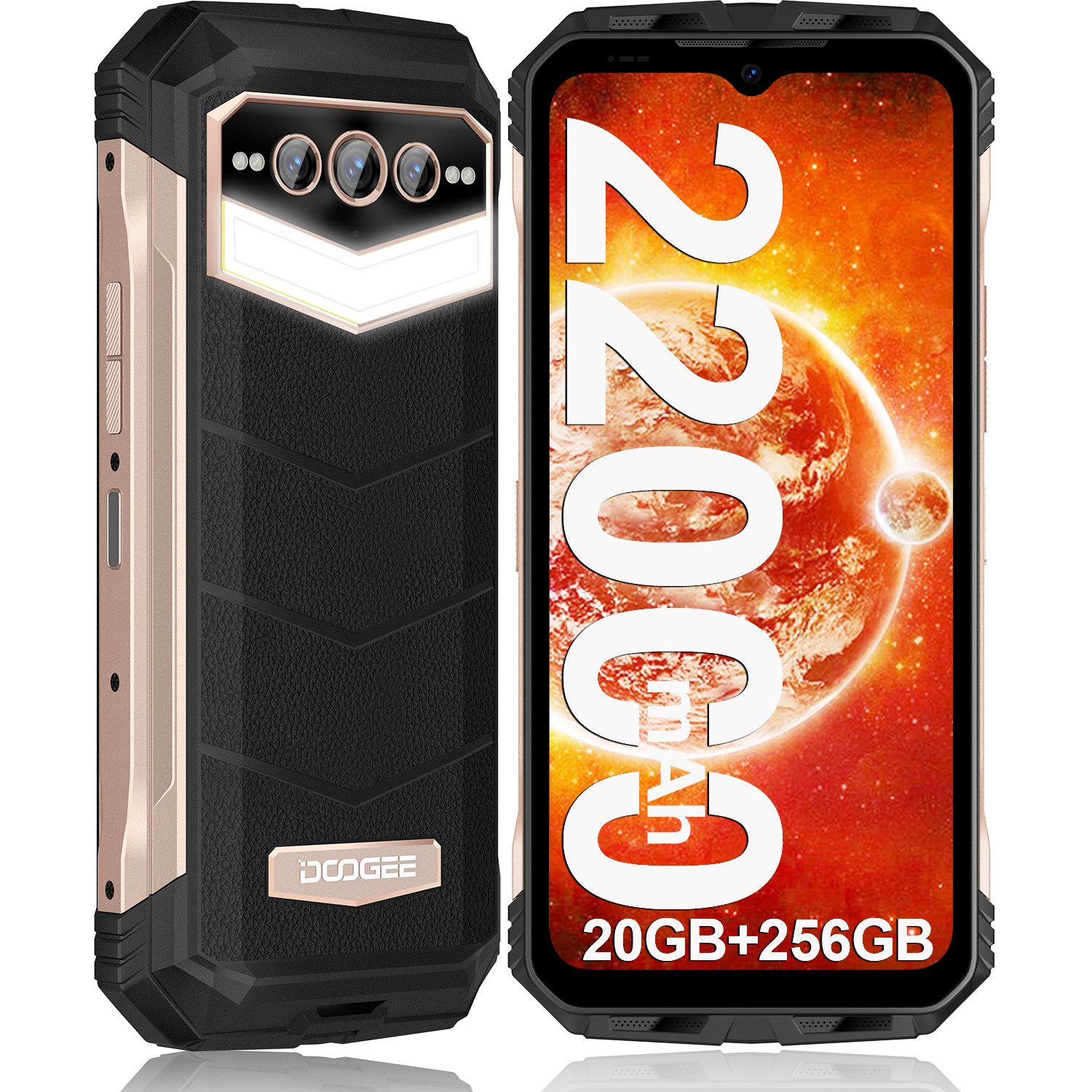DOOGEE S100PRO Smartphone (6,58 cm/6.9 Zoll, 256 GB Speicherplatz, 32 MP Kamera, 6.58" FHD+, 20GB+256GB, 108MP+20MP Nachtsicht-Kamera, 22000mAh)