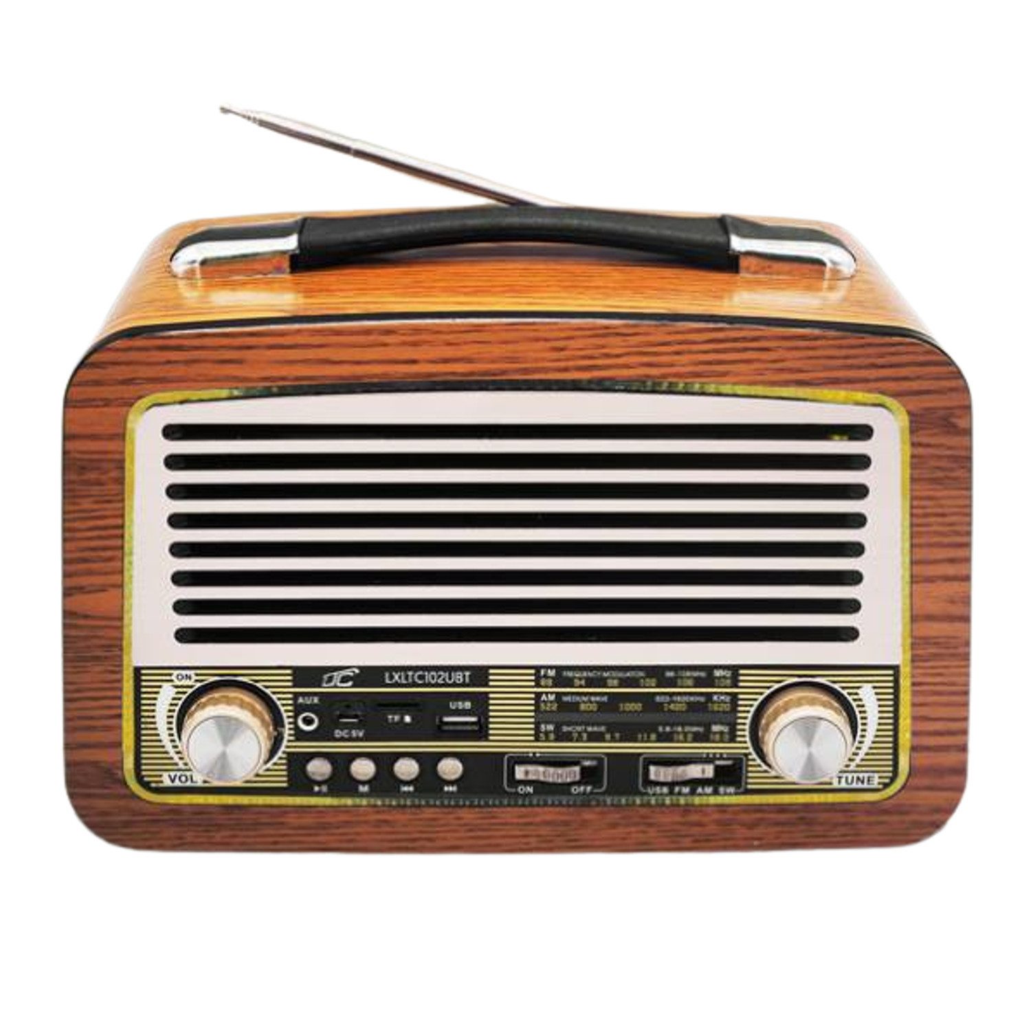 LTC LXLTC102UBT Retro-Radio (FM-Tuner, 5,00 W, Tragbares Radio FM AM Olza Retro mit Beleuchtung)