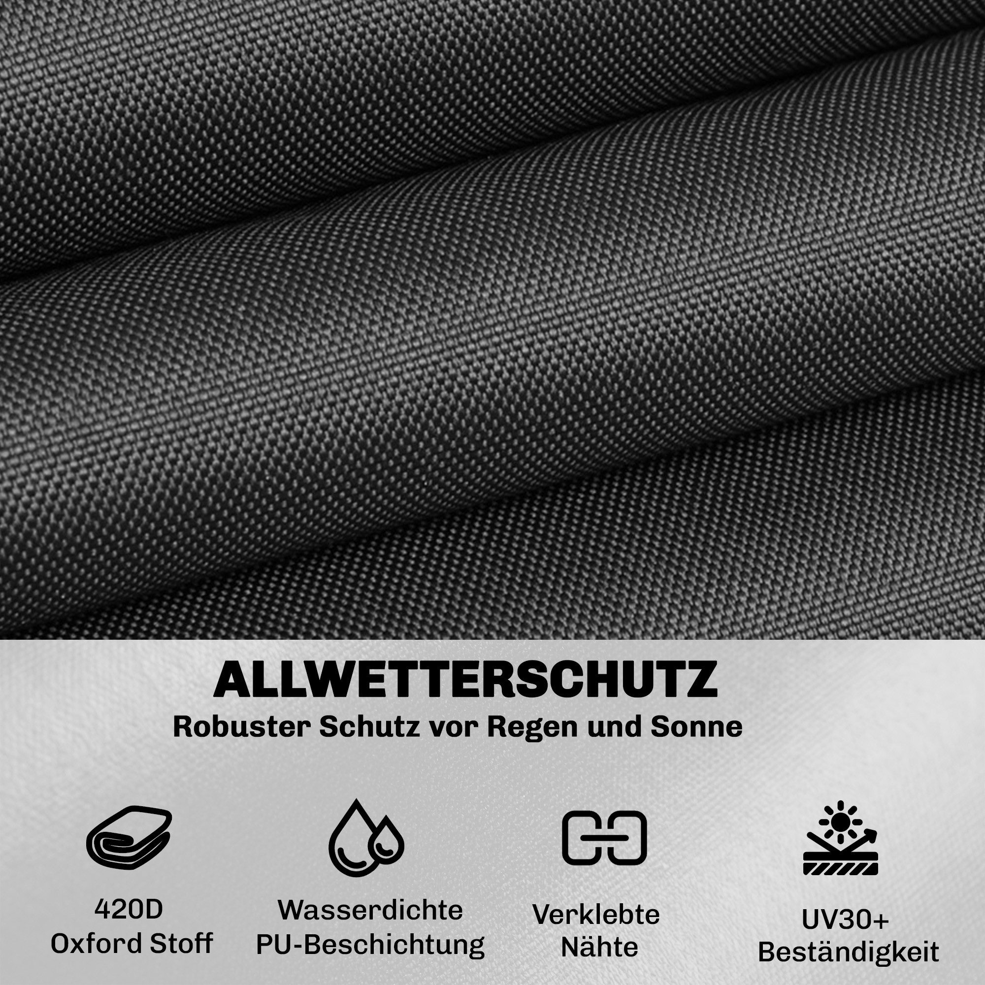 Outsunny Gartenmöbel-Schutzhülle Anti-UV 420D Oxford Gewebe Winddicht Abdeckhaube (Wasserdicht Abdeckung, 1-St., Winterfest Abdeckplane), für Gartentische Terra – Bild 4 von 5