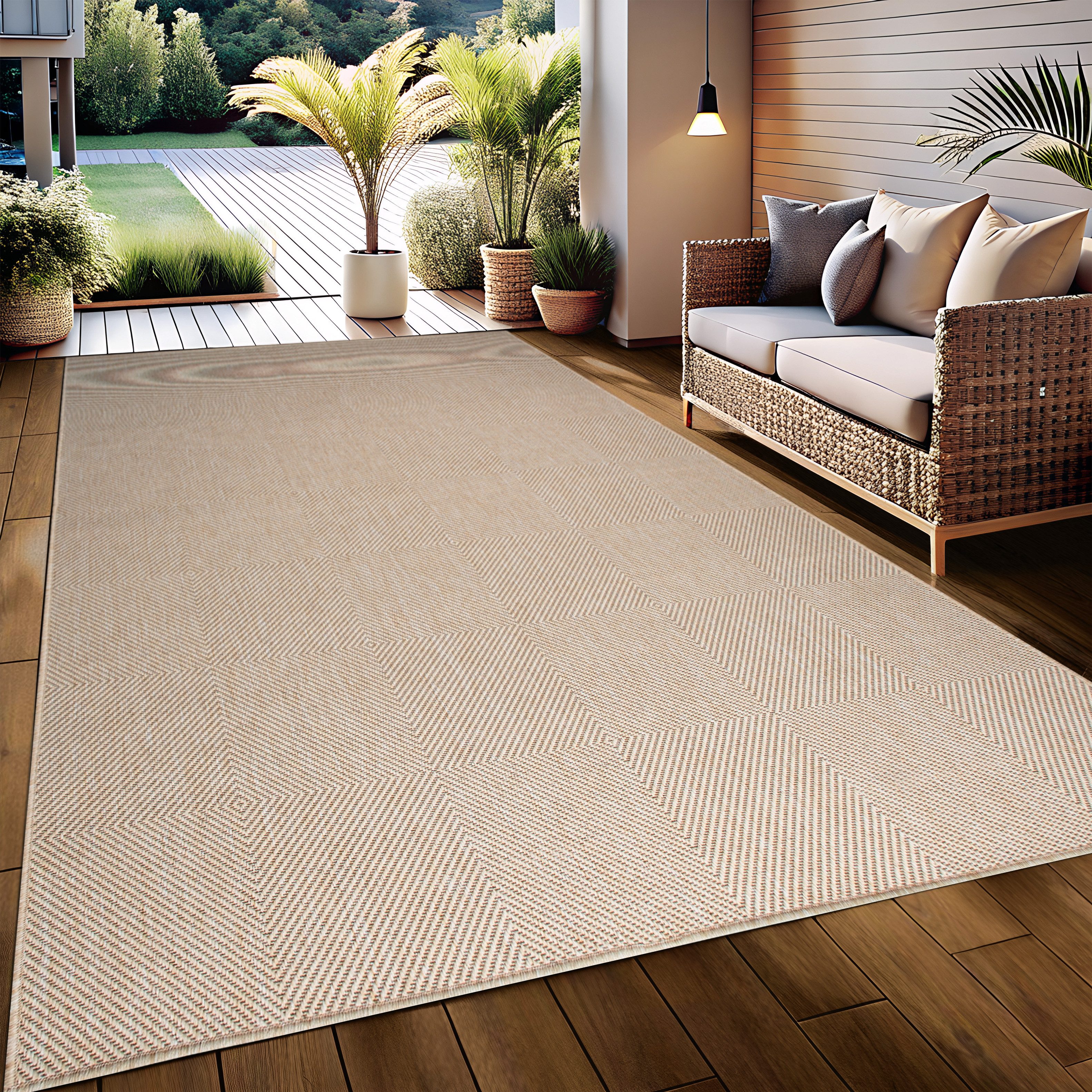OTTO home Teppich Anna, auch als Läufer erhältlich, rechteckig, Höhe: 3 mm, In- und Outdoor geeignet, Sisal-Optik, Wetterfest & UV-beständig