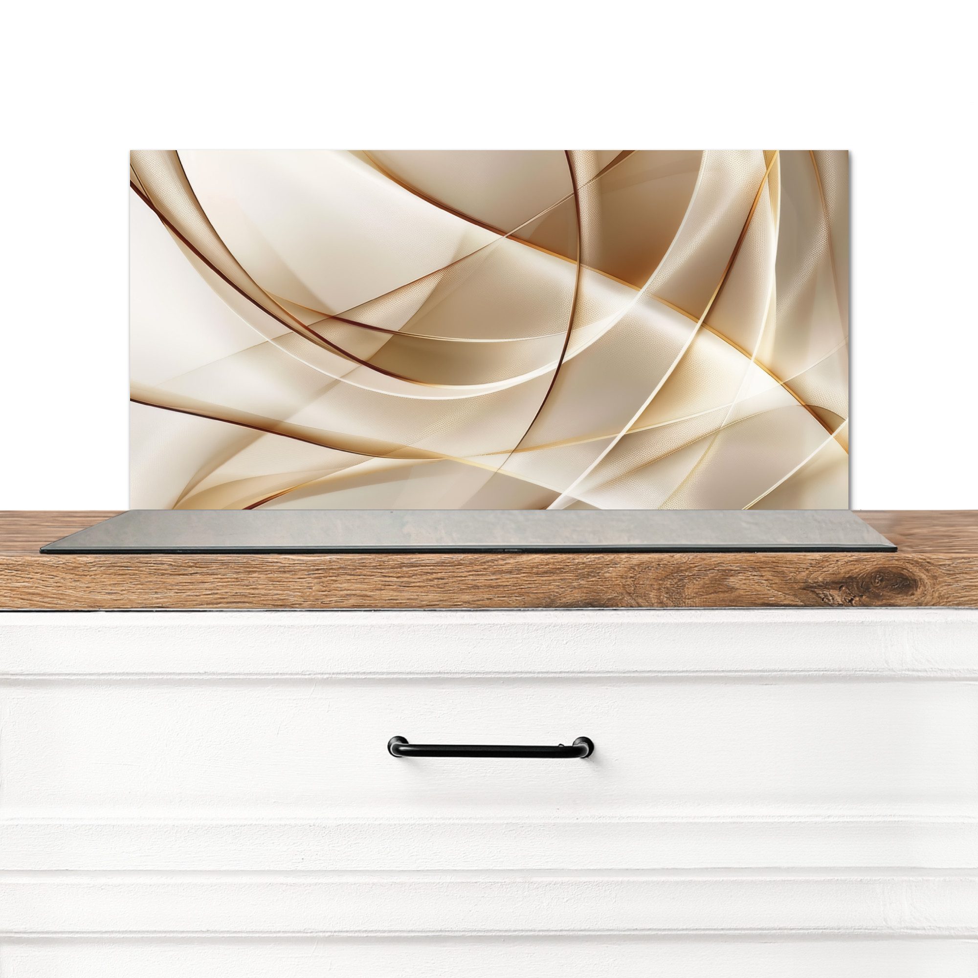 KitchenYeah Küchenrückwand Gold - Abstrakt - Beige, (1-tlg), Spritzschutz Küchenrückwand, Wandschutz, 60x30 cm