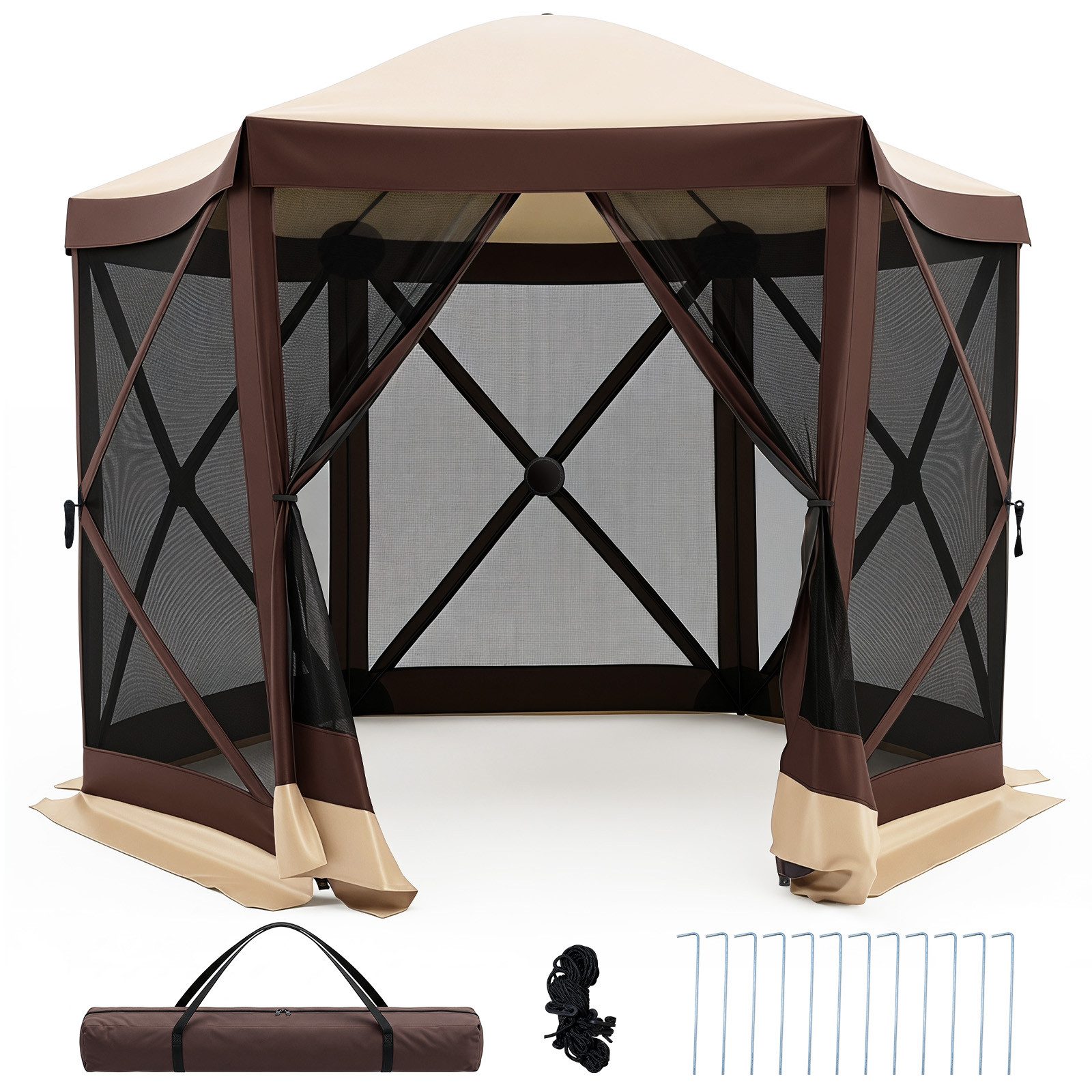 COSTWAY Pavillon, Faltpavillon 3x2.5 mit seitenteilen wasserdicht, Partyzelt