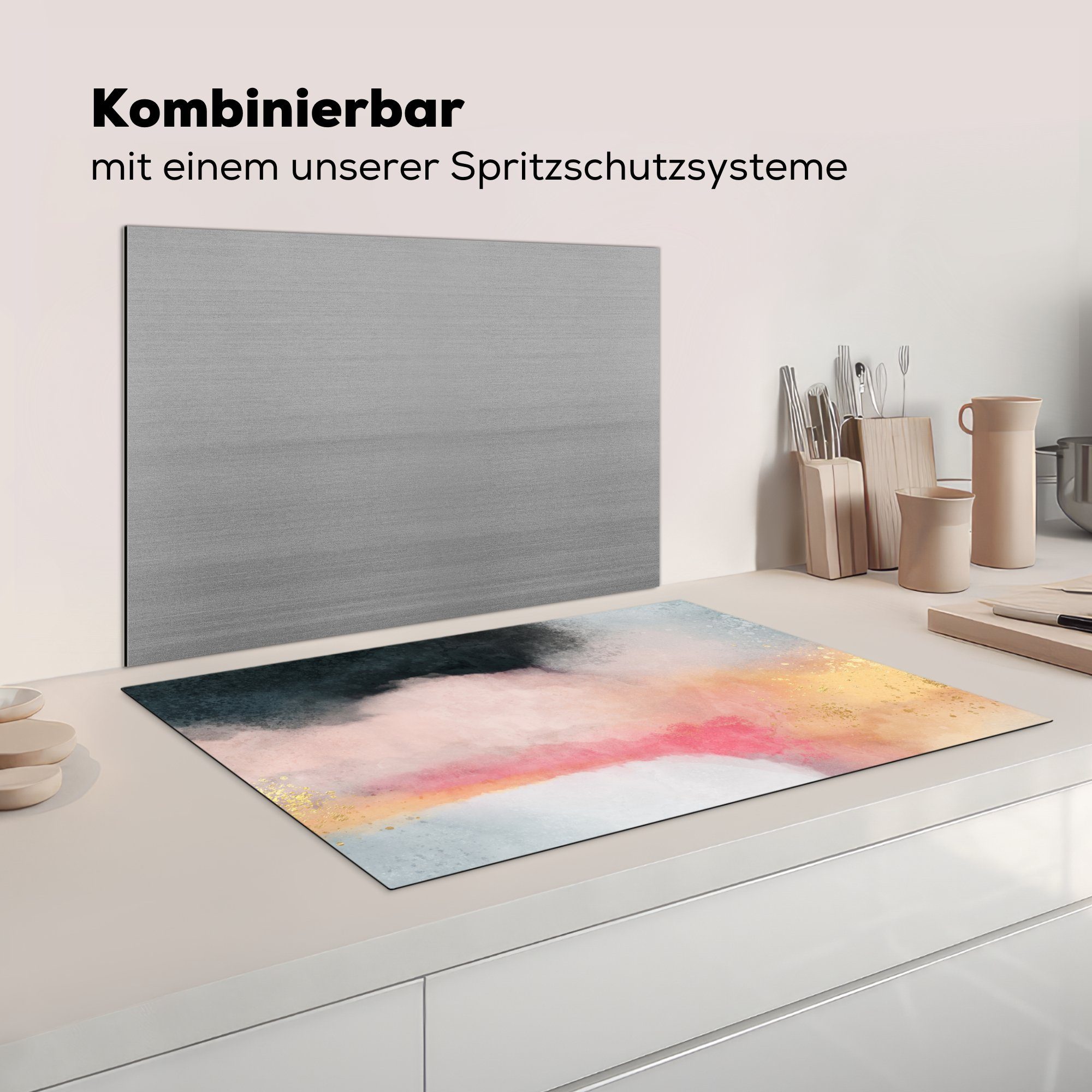 (1 MuchoWow Ceranfeldabdeckung die Abstrakt 81x52 für cm, Schutz Design, tlg), Induktionskochfeld - Herdblende-/Abdeckplatte Vinyl, Malerei küche, -