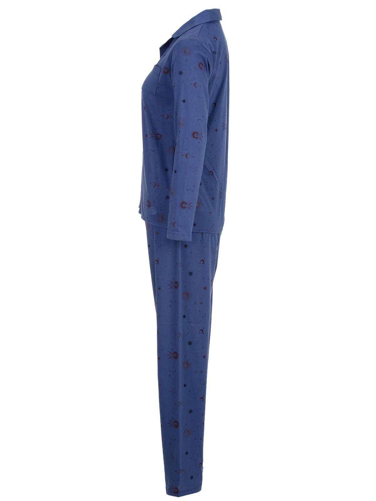 Mond - blau Langarm Pyjama zeitlos Sterne Schlafanzug Set