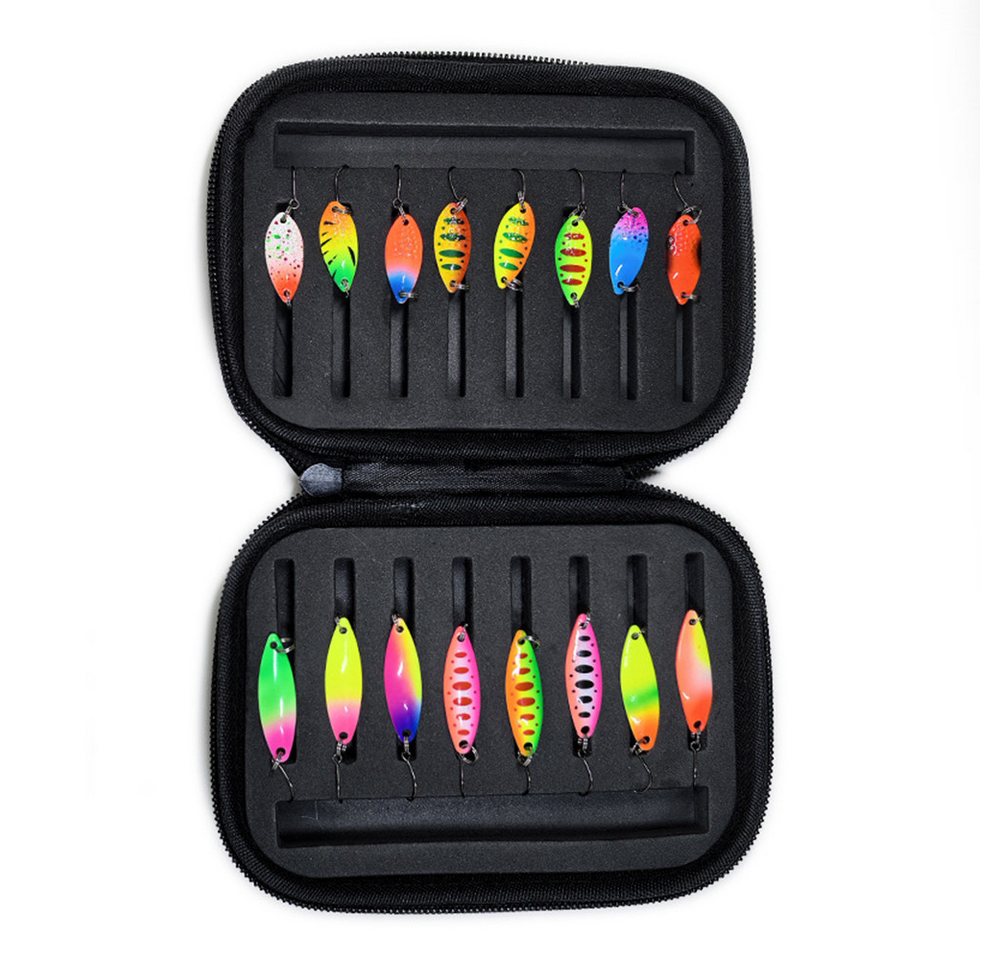 Agger Kunstköder 16 Stück Kunstköder Spinner Blinker Set Forellenköder Spoons Set, (Angelzubehör mit Aufbewahrungsbox), für Forelle Barsch Hecht Zander