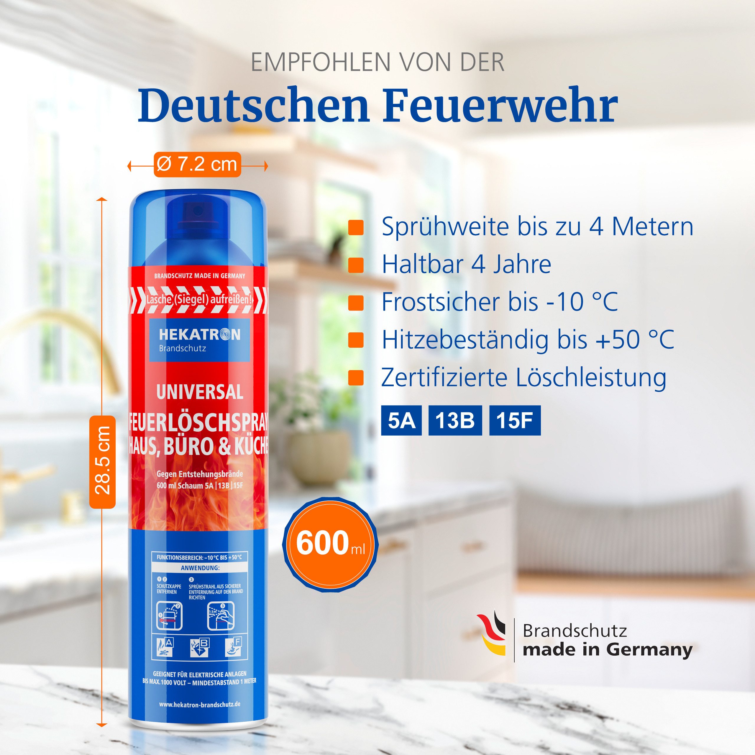 Hekatron Feuerlöschspray Hekatron Feuerlöschspray, 600 Ml, Löschschaum, (1-St) – Bild 3 von 5