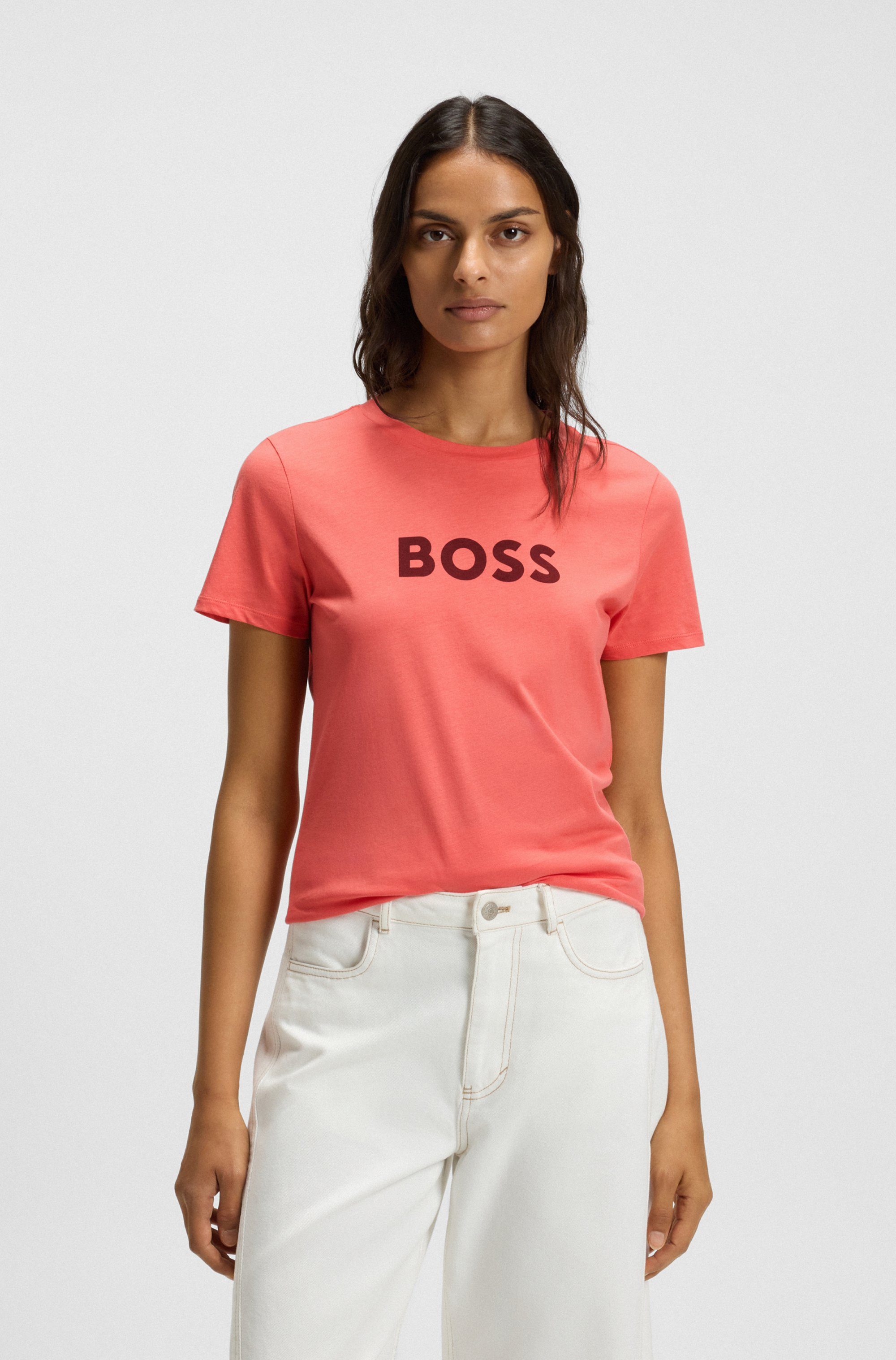 BOSS ORANGE T-Shirt Elogo Premium Damenmode mit BOSS-Schriftzug günstig online kaufen