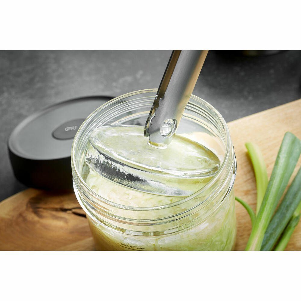 GEFU Fermentationsglas Nativo 500 ml, Borosilikatglas, mit Beschwergewicht