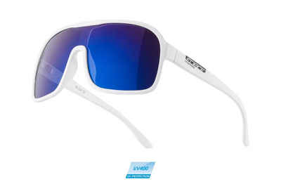 FORCE Fahrradbrille Sonnenbrille FORCE MONDO matt-weiss blaue Linse