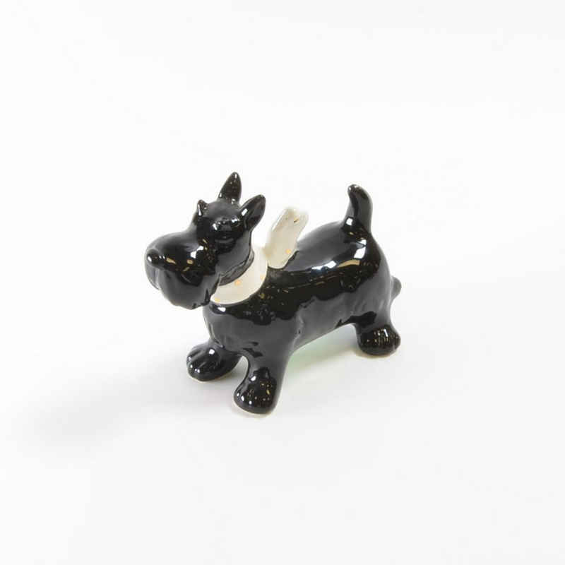 EXNER Dekofigur »Hund Schnauzer schwarz mit weißen Halsband Keramik Dekofigur H 10.5 cm«