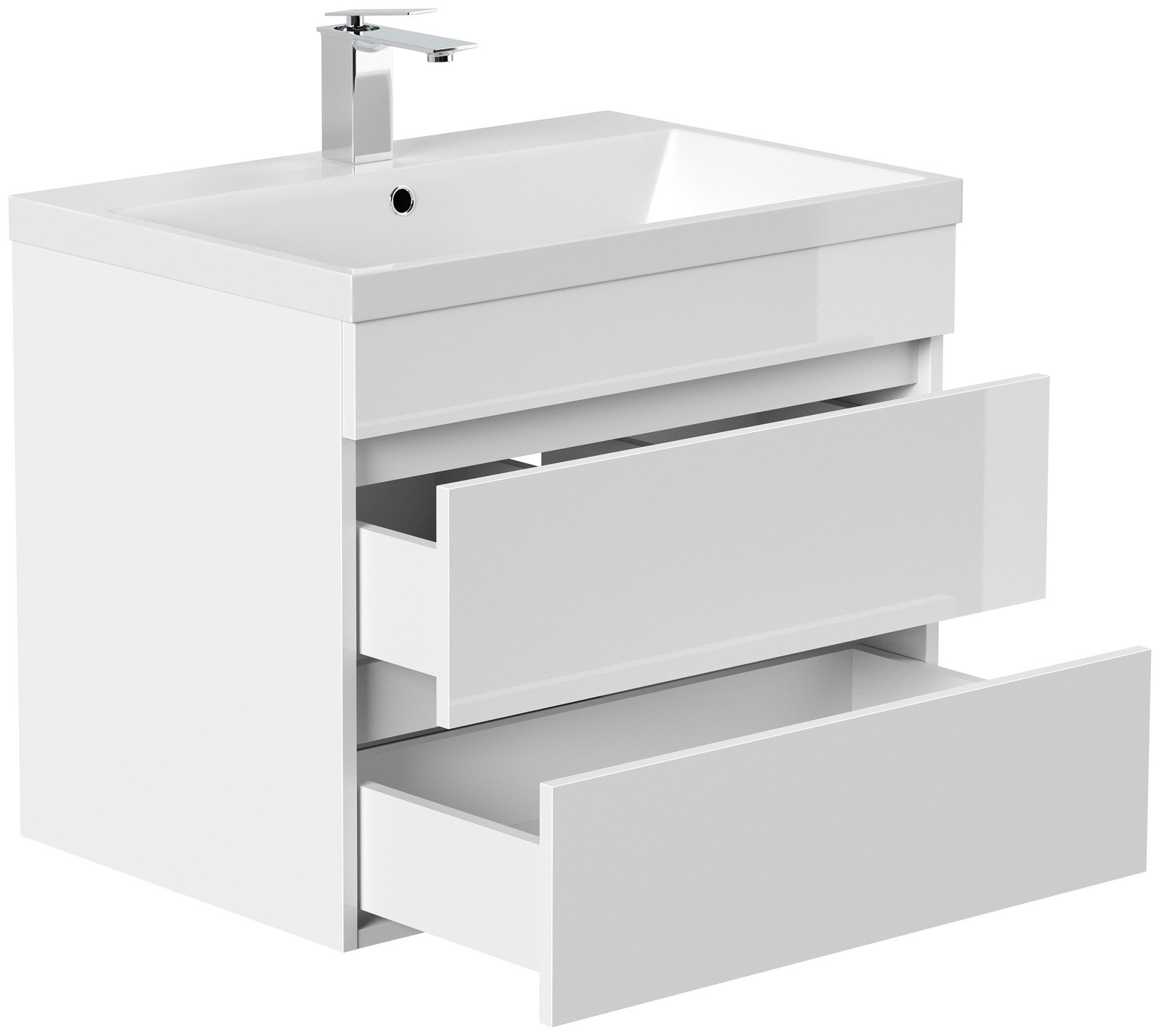 Magnolia Home Waschtisch Badmöbel Via 70 SoftClose weiss hochglanz mit grifflosen Schubladen
