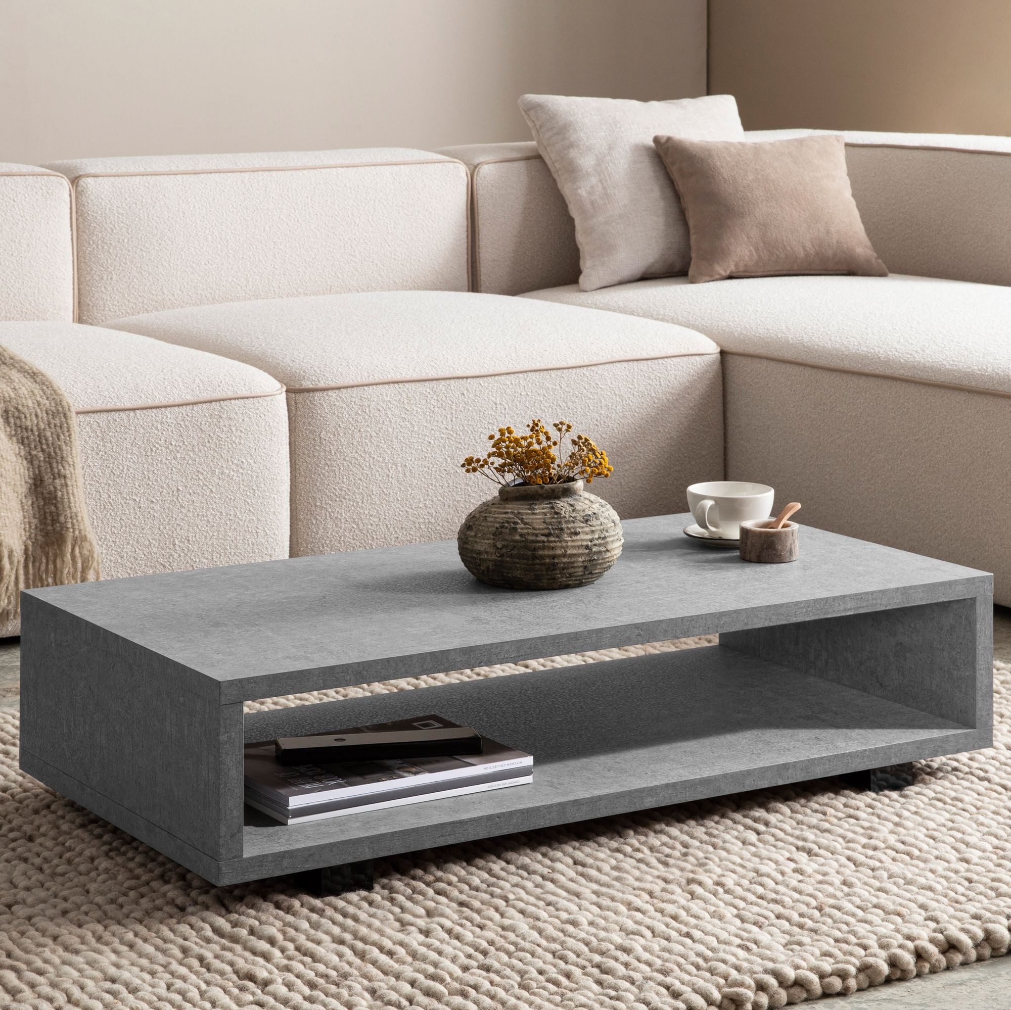 FINEBUY Couchtisch FB59783 100 cm Wohnzimmertisch Sofatisch Stauraum Groß K günstig online kaufen