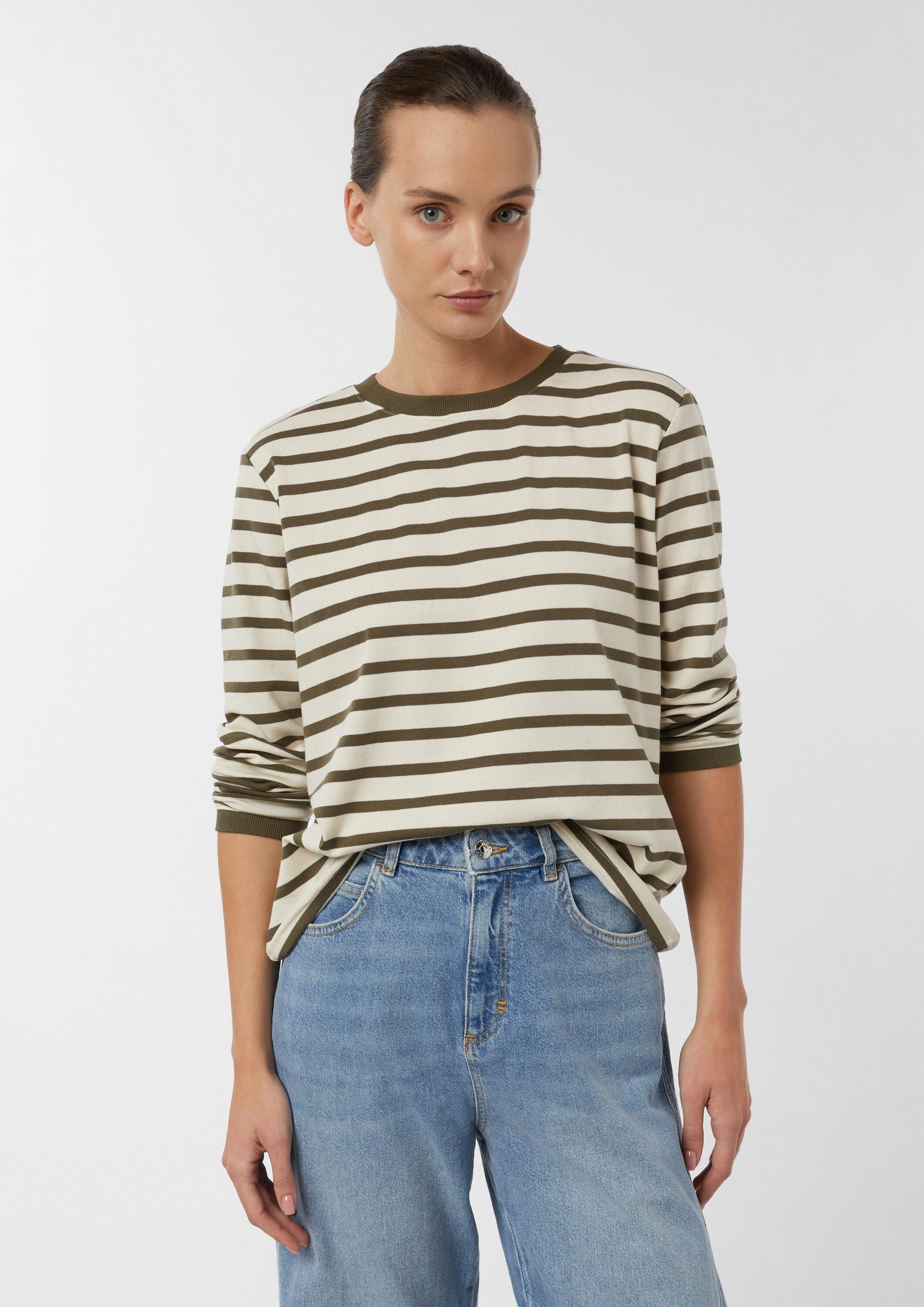 comma Langarmshirt T-Shirt Lockeres Langarmshirt mit Streifen günstig online kaufen